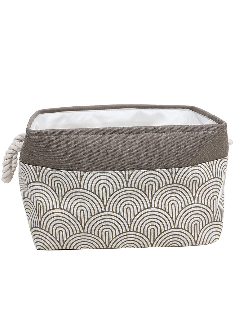 Natural Geometric Foldable Cotton Canvas Storage Basket