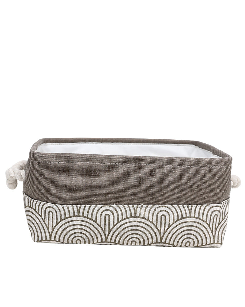 Natural Geometric Foldable Cotton Canvas Storage Basket