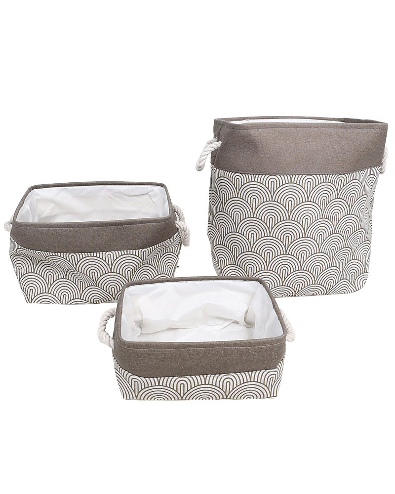 Natural Geometric Foldable Cotton Canvas Storage Basket