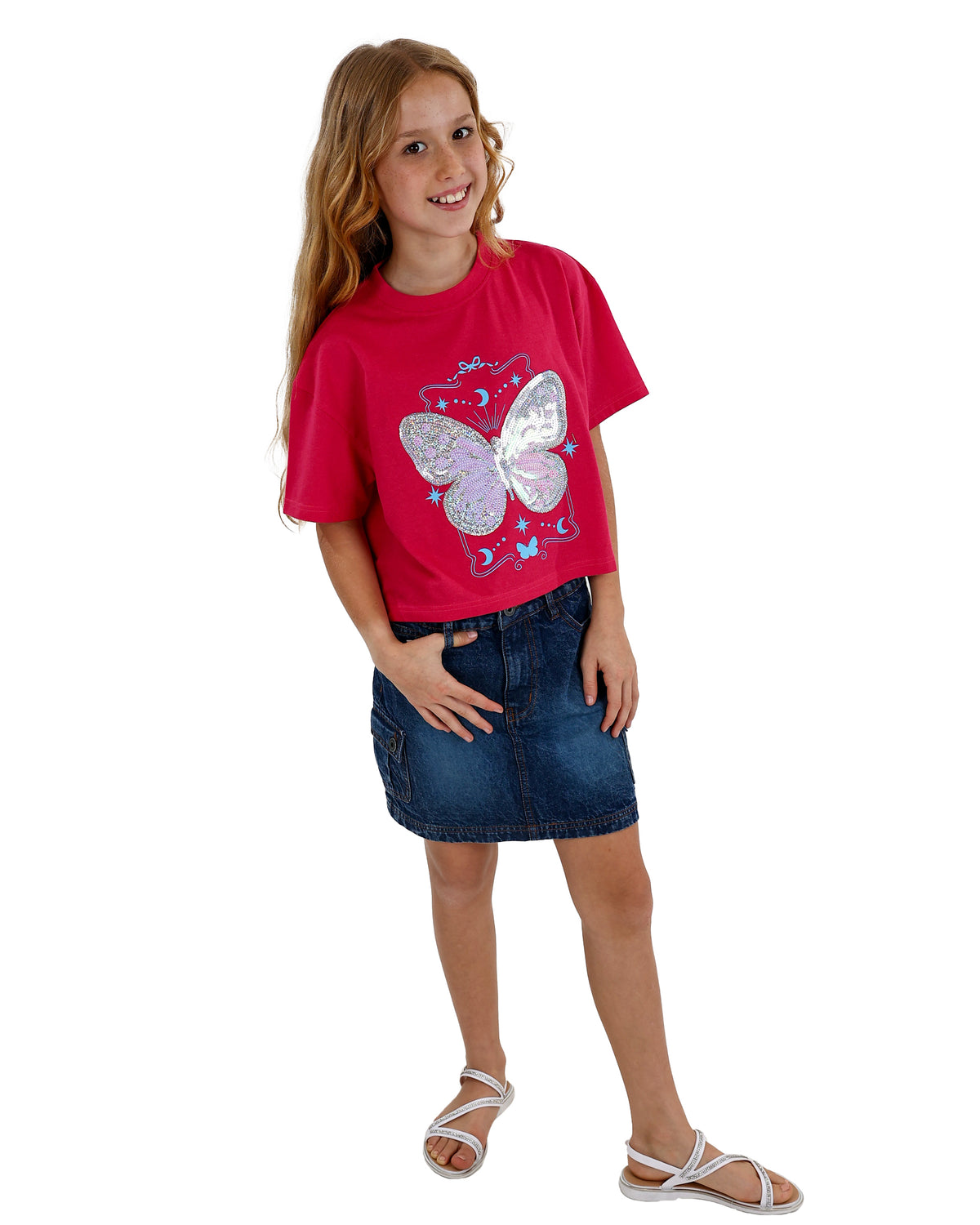 Short Sleeve Sequin Butterfly T-Shirt