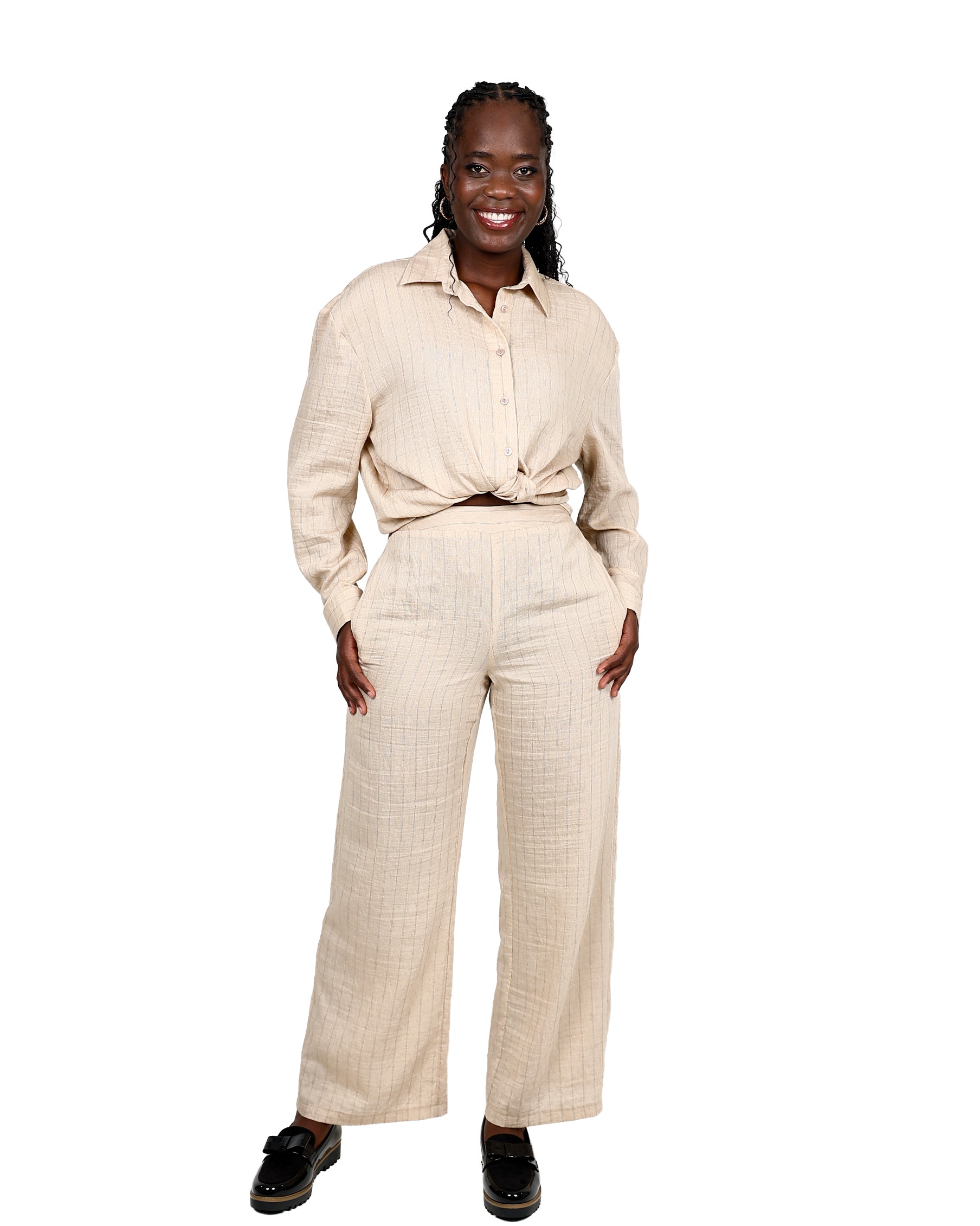 Stone Striped Wide Leg Pants