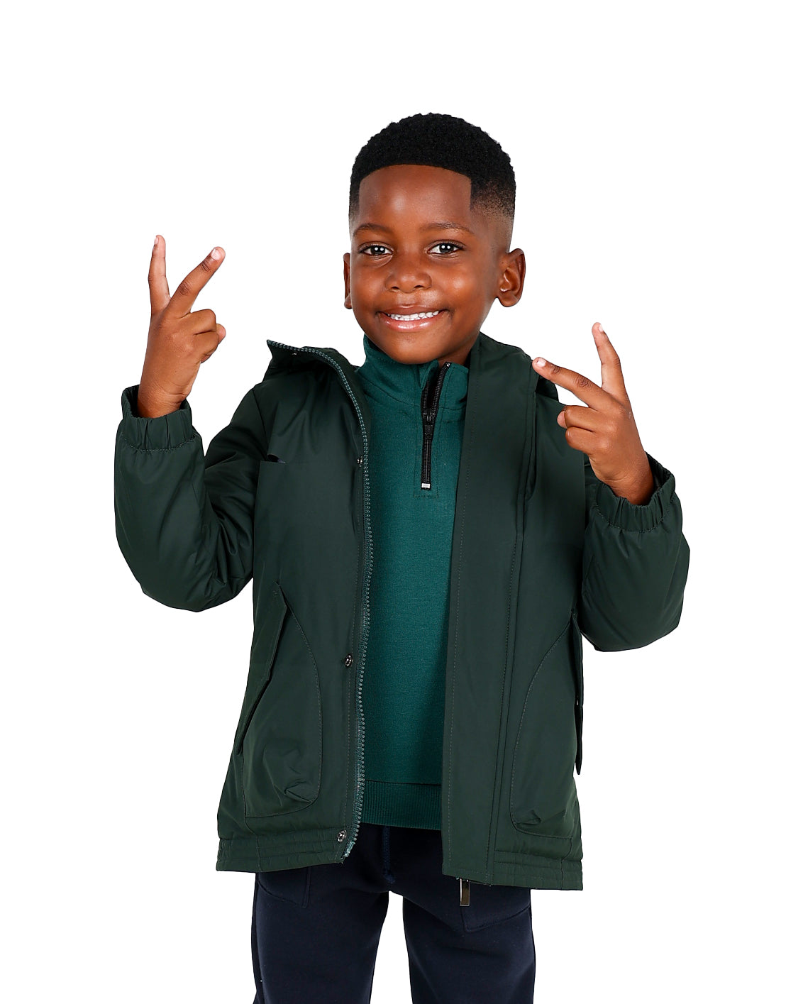Dark Green Hooded Parka Jacket