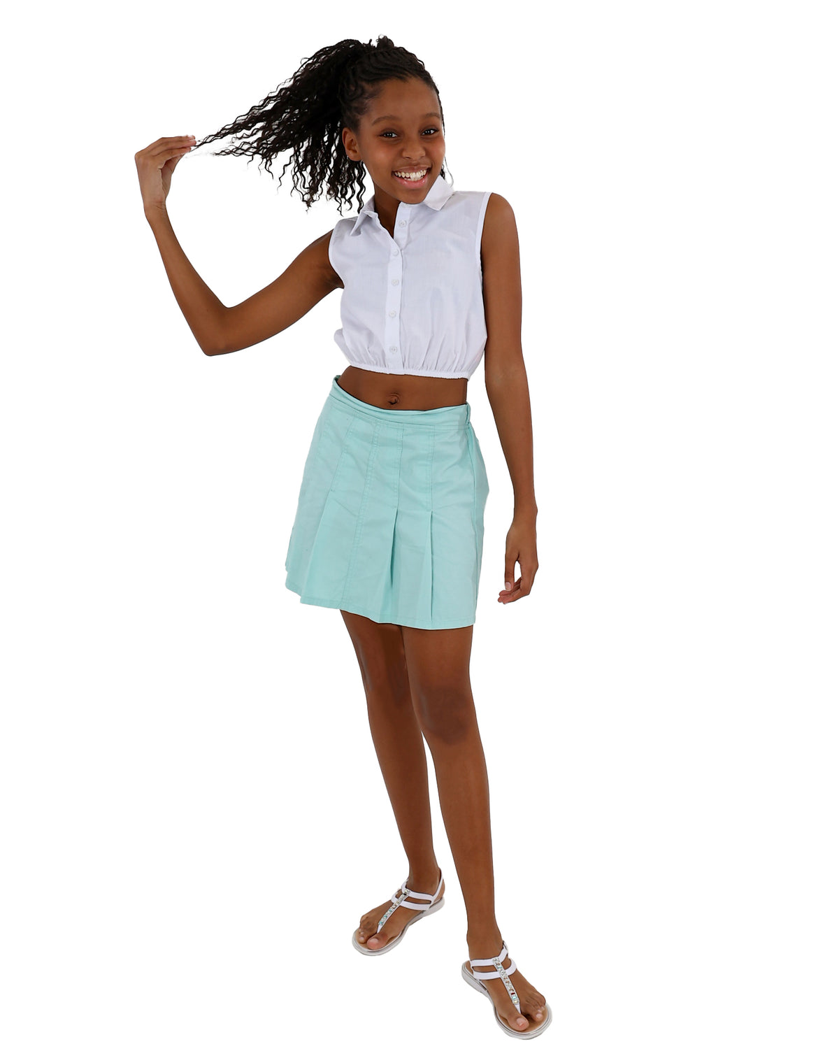 Elasticated Pleated Knee Length Skirt