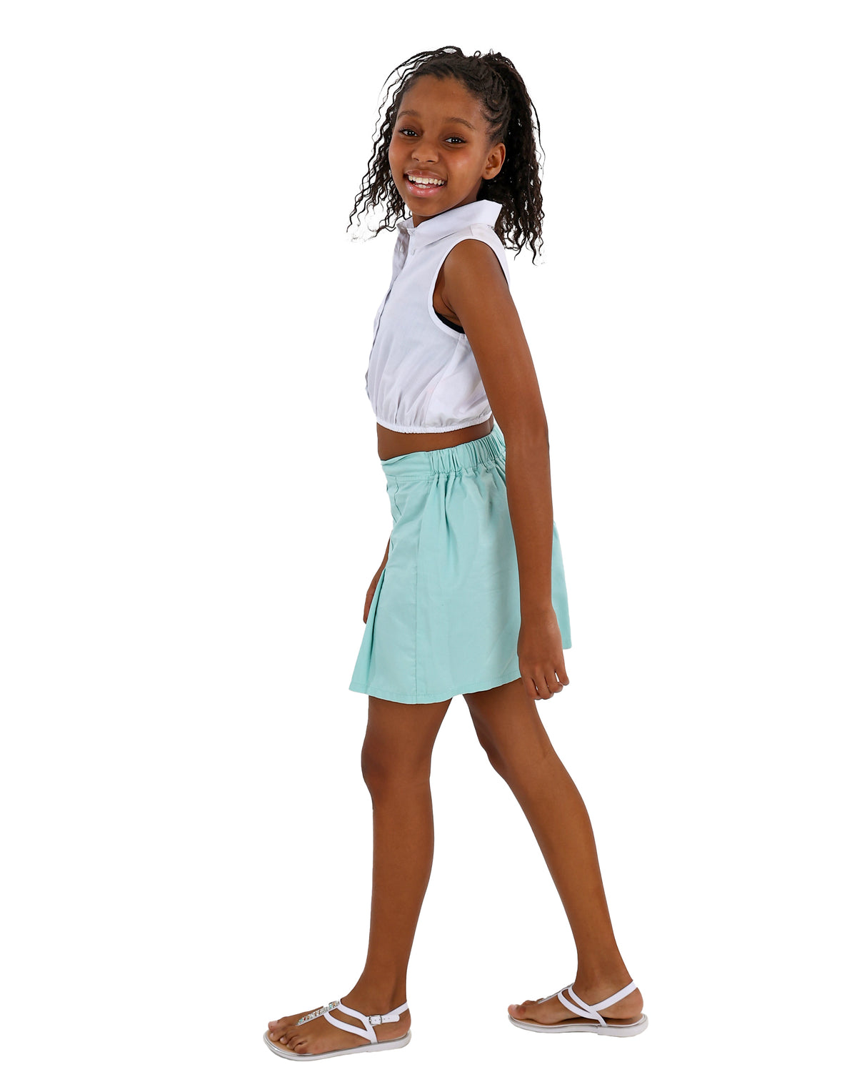 Elasticated Pleated Knee Length Skirt