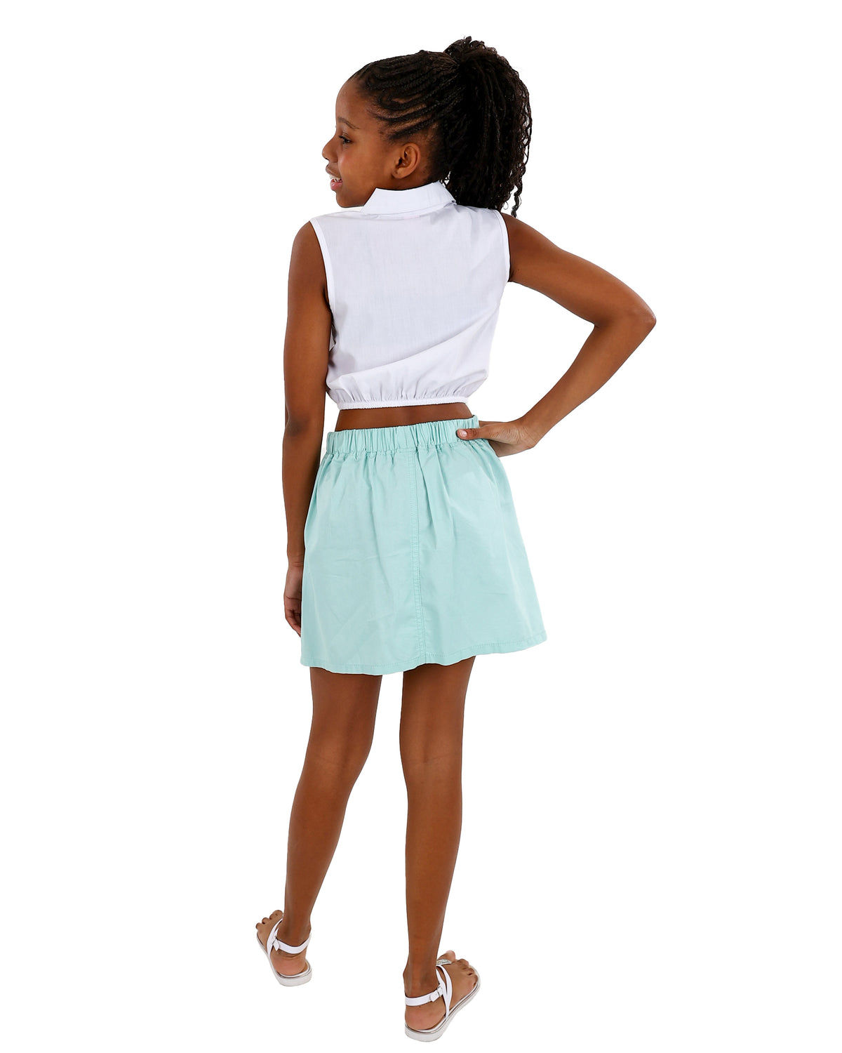 Elasticated Pleated Knee Length Skirt