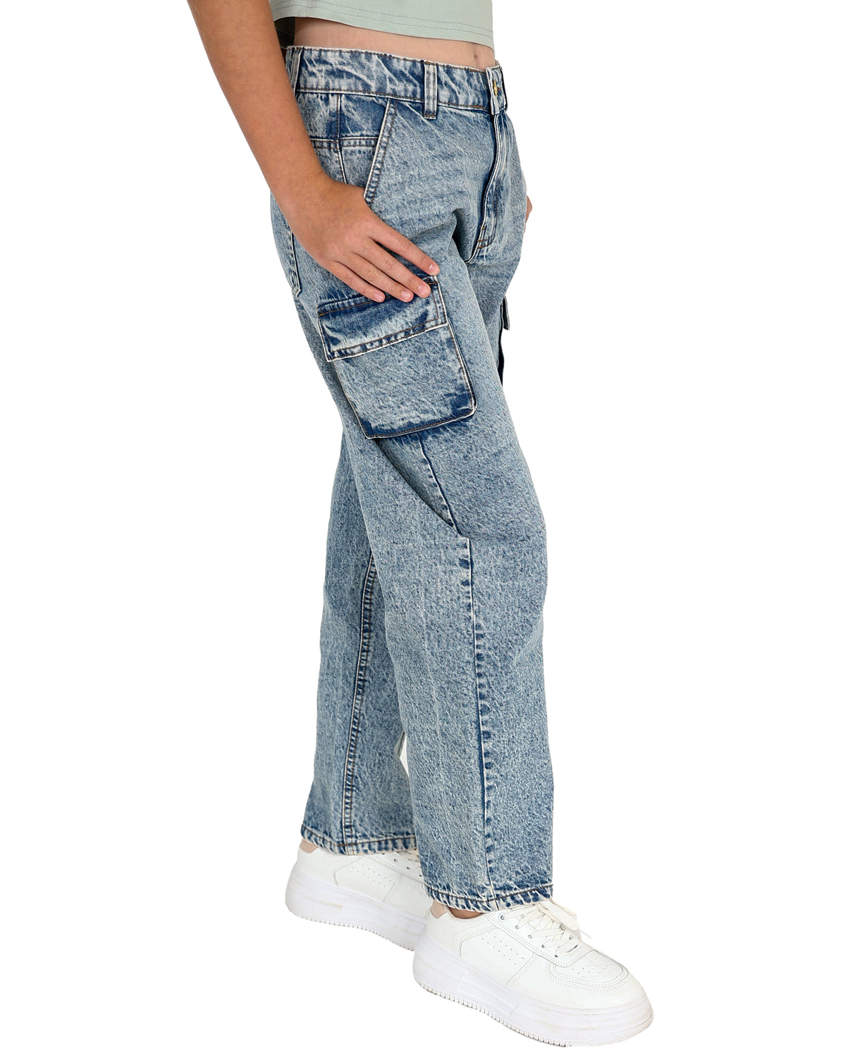 Light Blue Cargo Barrel Jeans