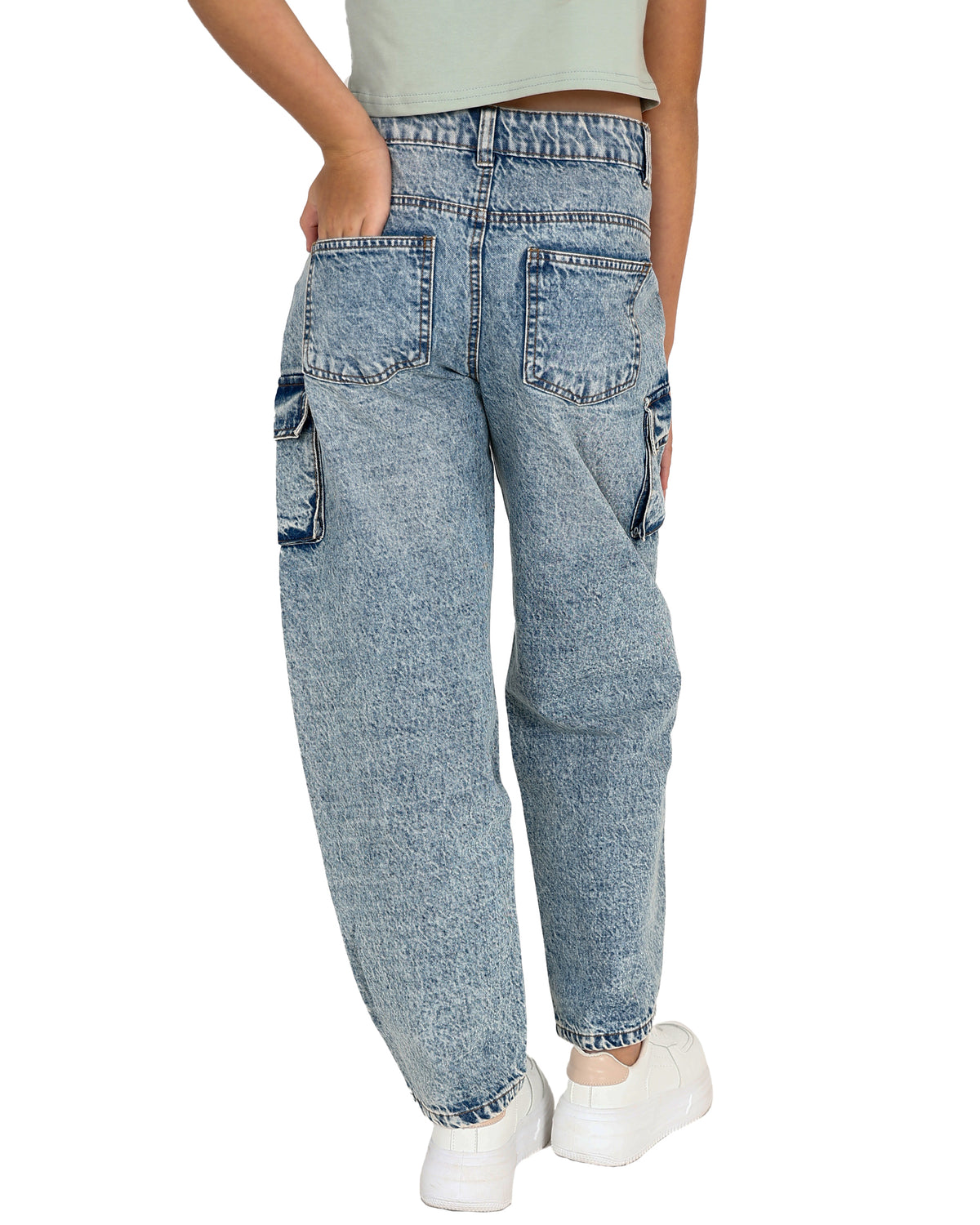 Light Blue Cargo Barrel Jeans