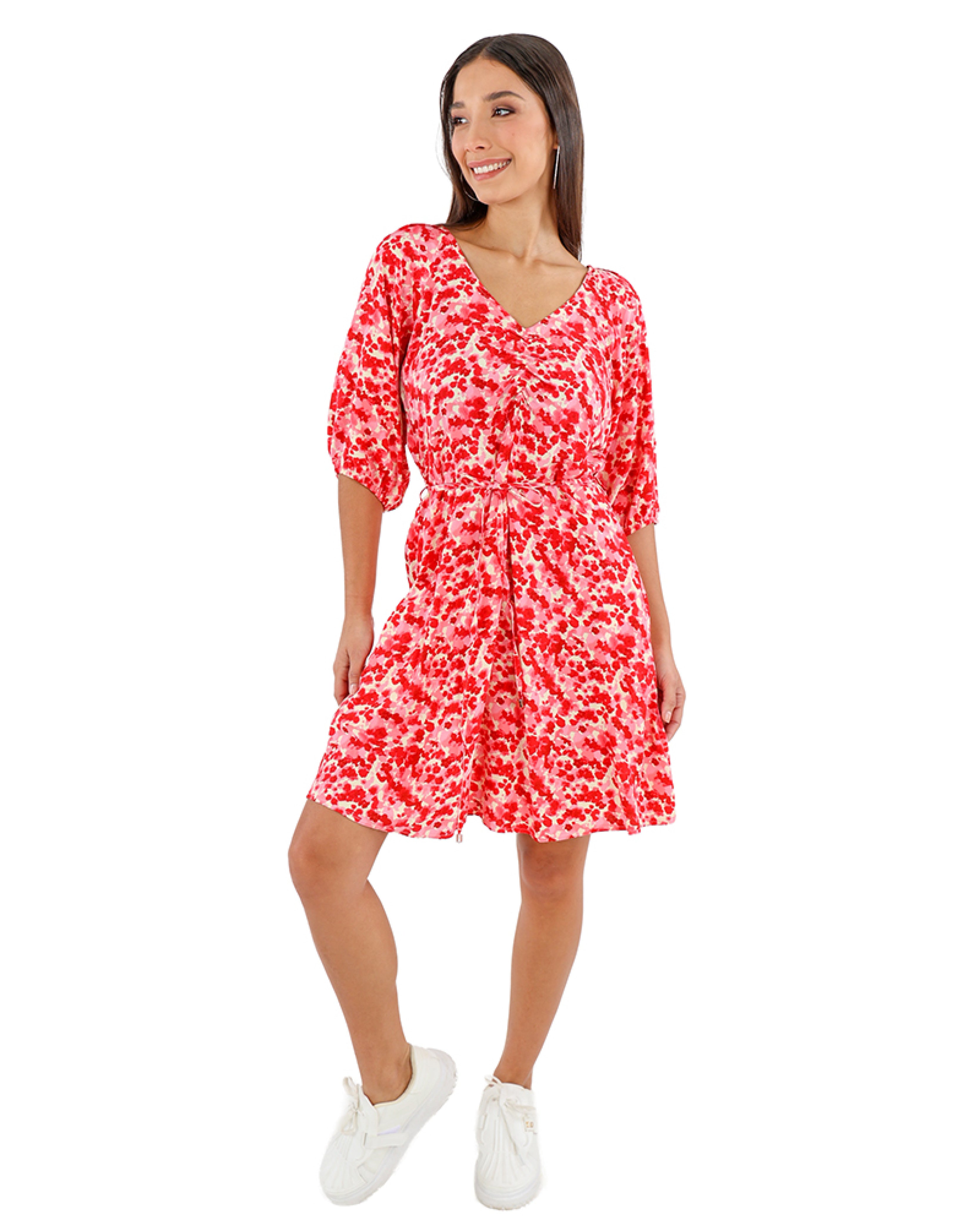 Bubble Sleeve Printed Dress