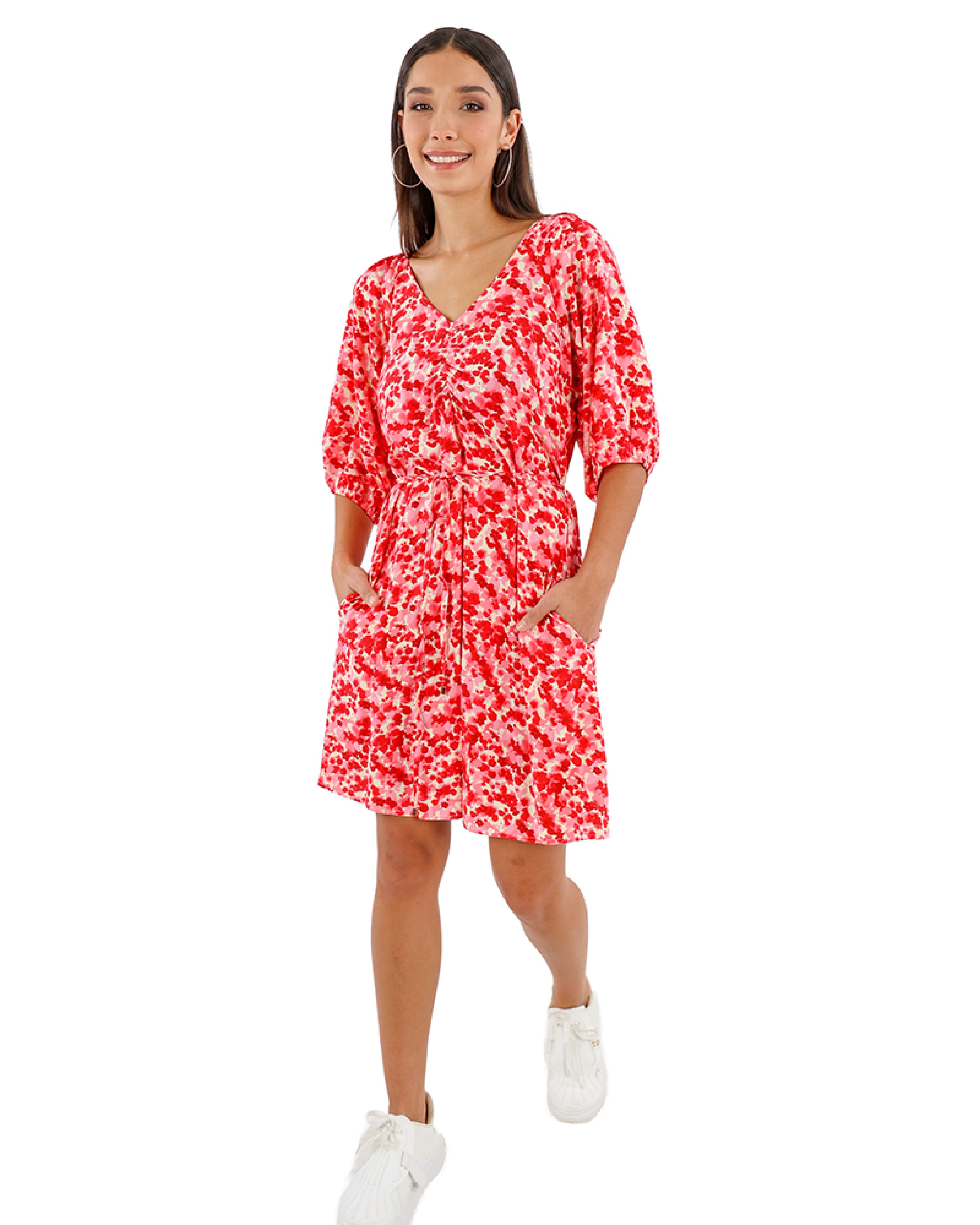 Bubble Sleeve Printed Dress