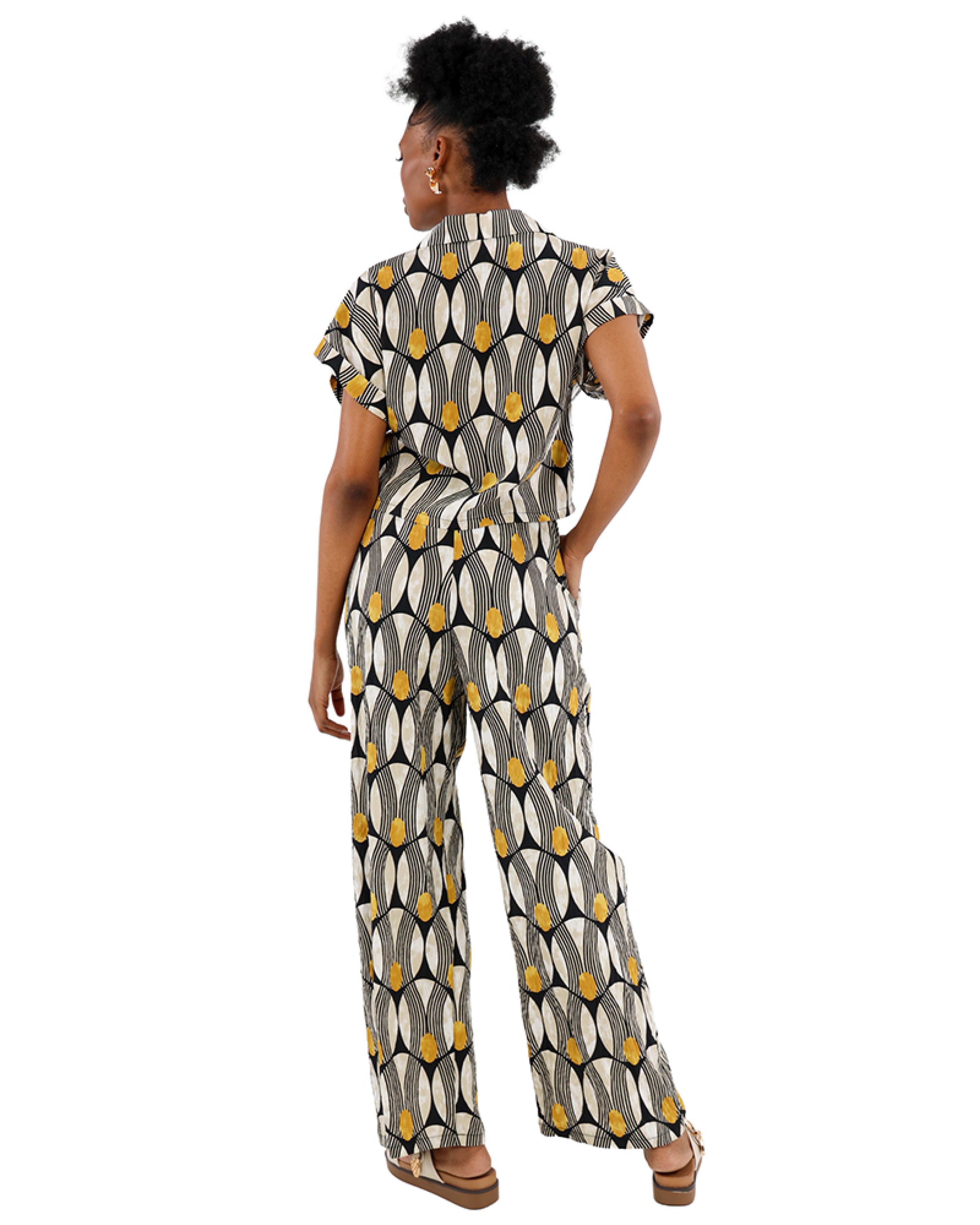 Geometric Print Pull On Wide Leg Pants
