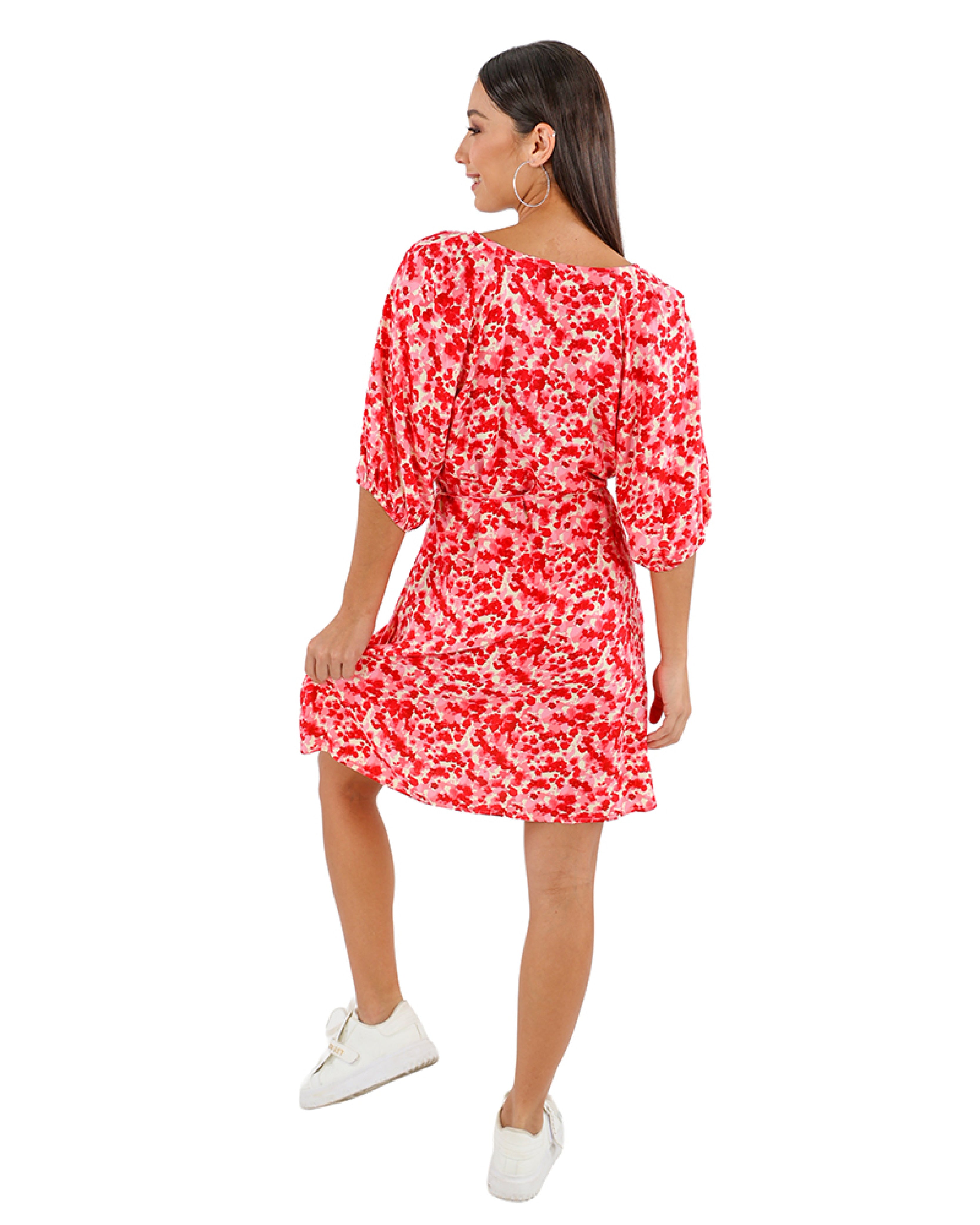 Bubble Sleeve Printed Dress