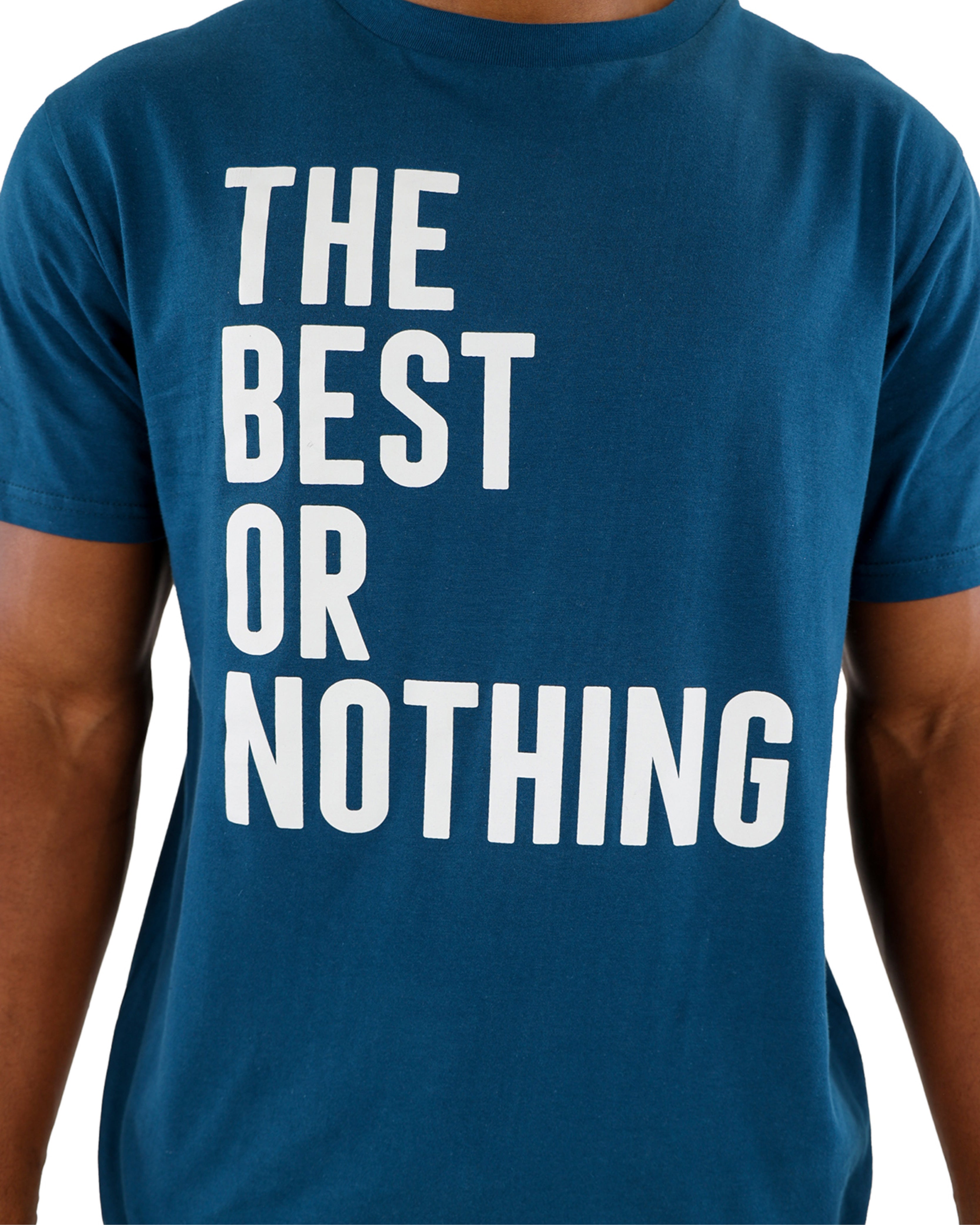 Short Sleeve Navy "The Best" Slogan T-Shirts