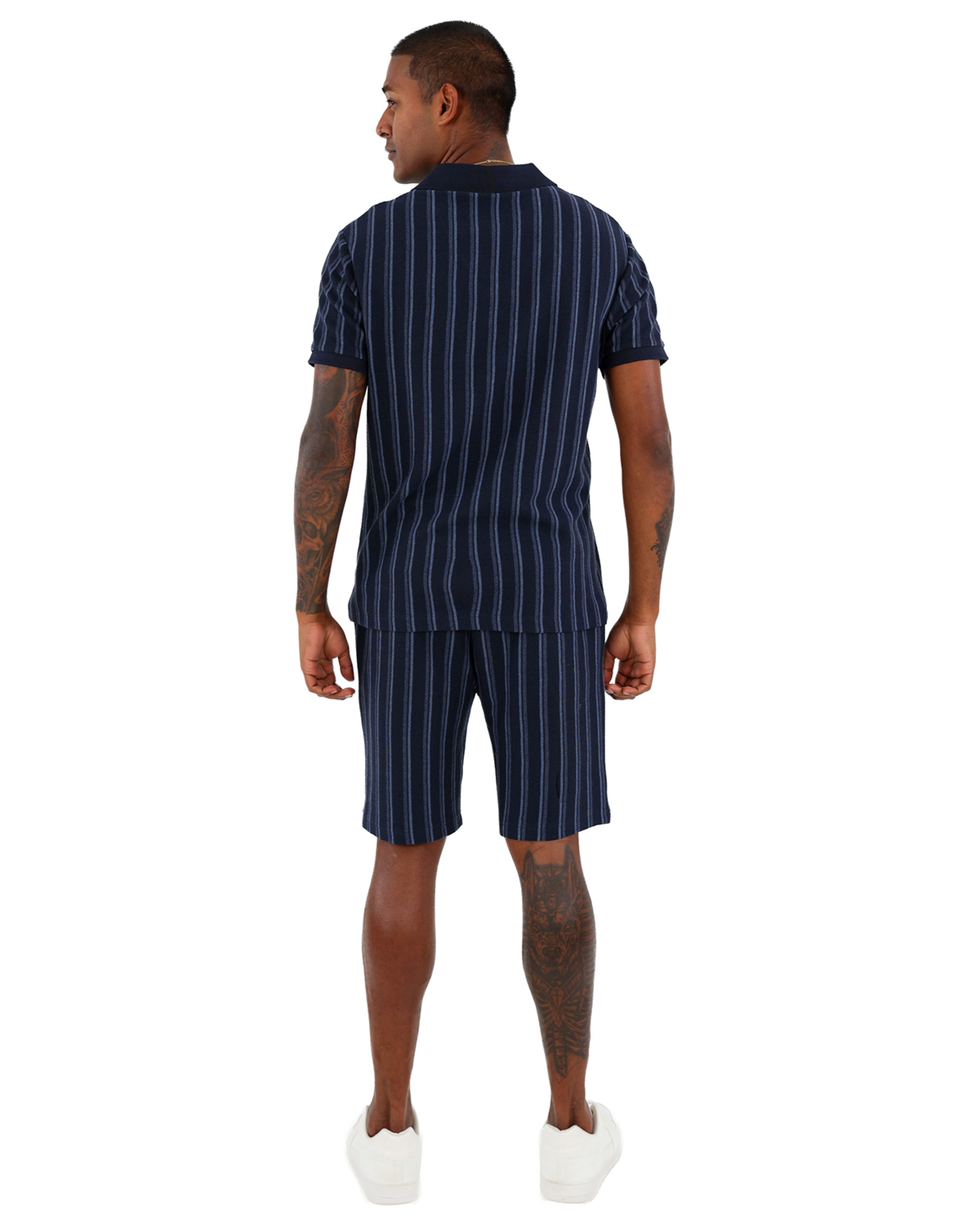 Textured Relaxed Fit Striped Shorts
