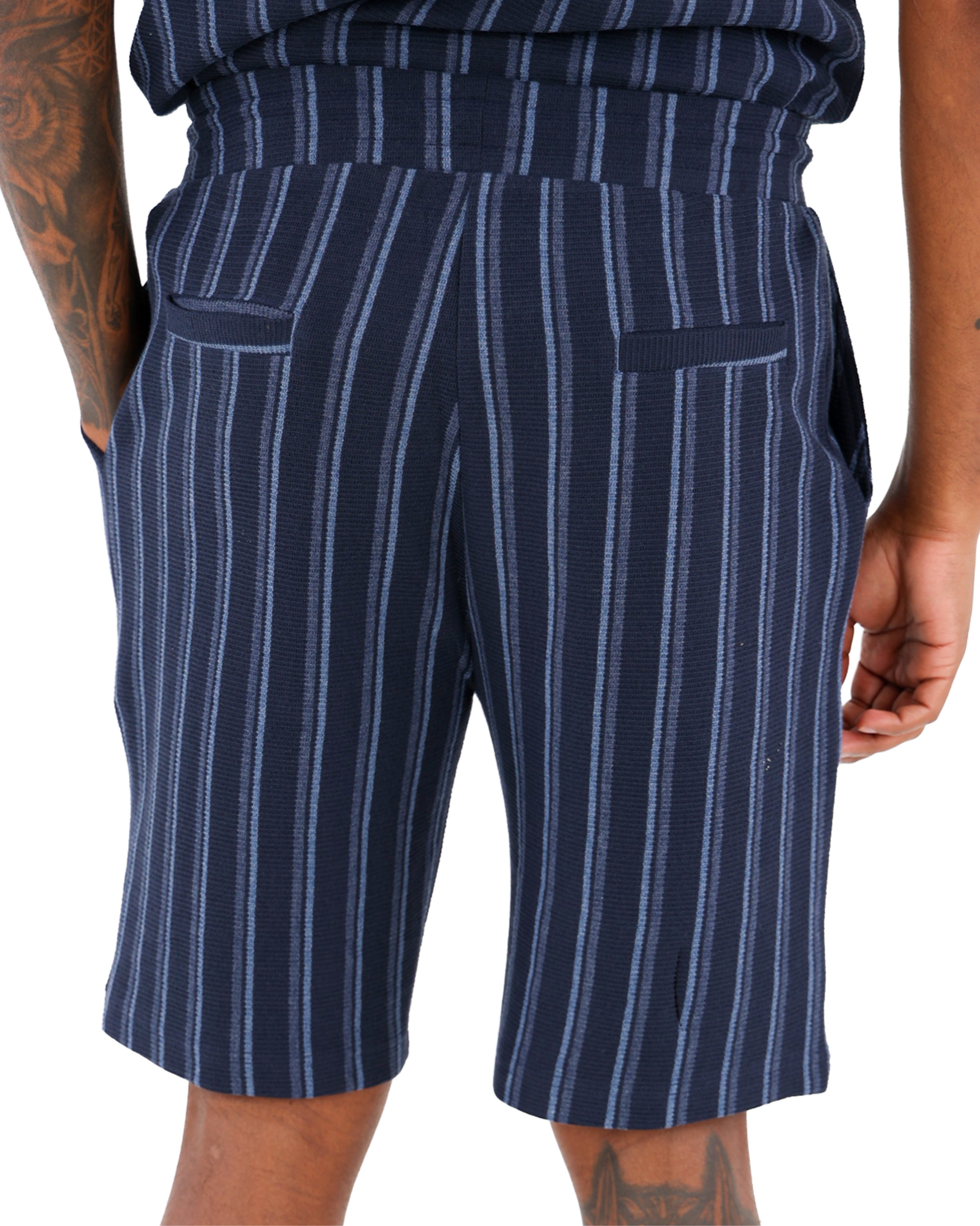 Textured Relaxed Fit Striped Shorts