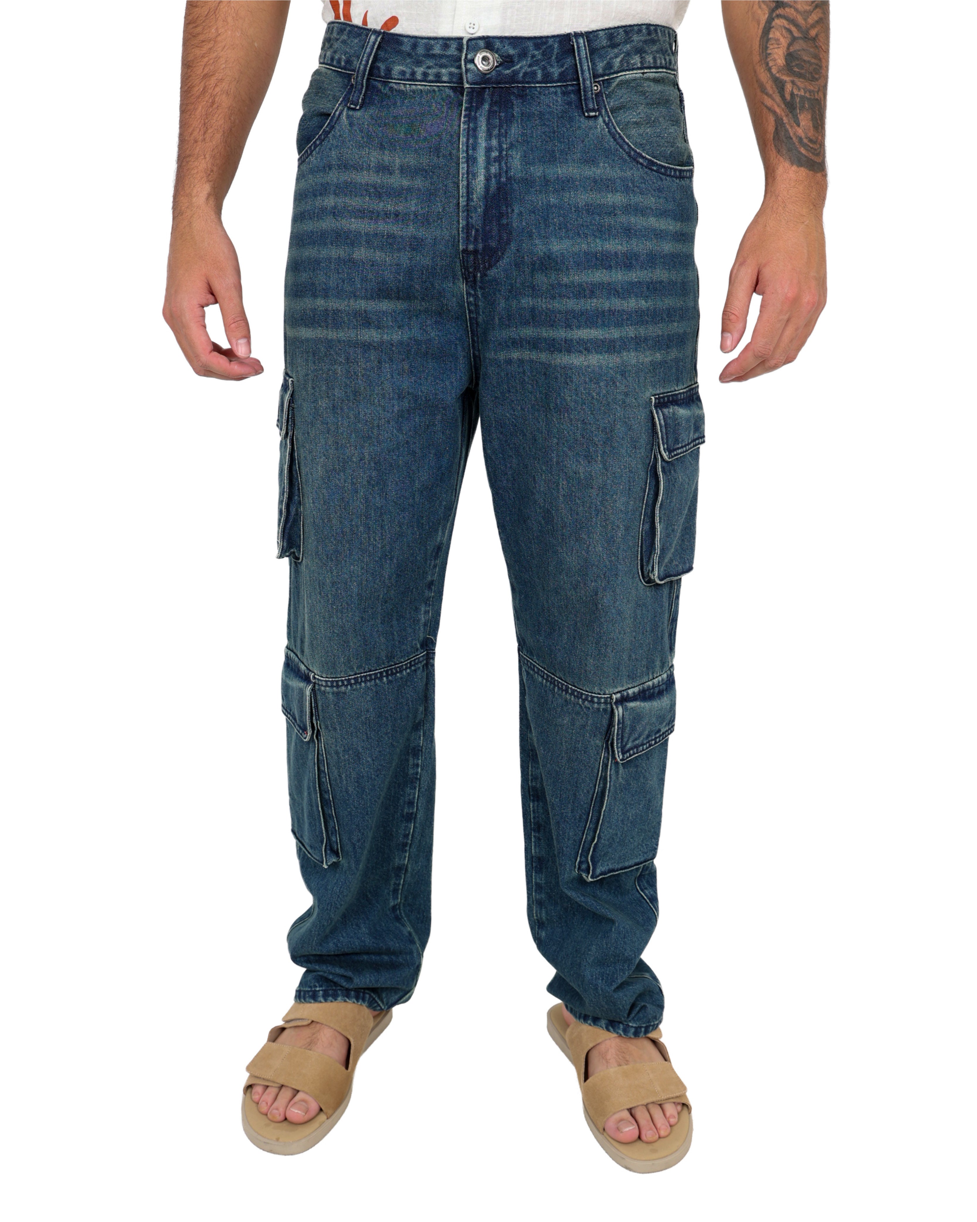 Dark Indigo Multi Pocket Relaxed Fit Jeans