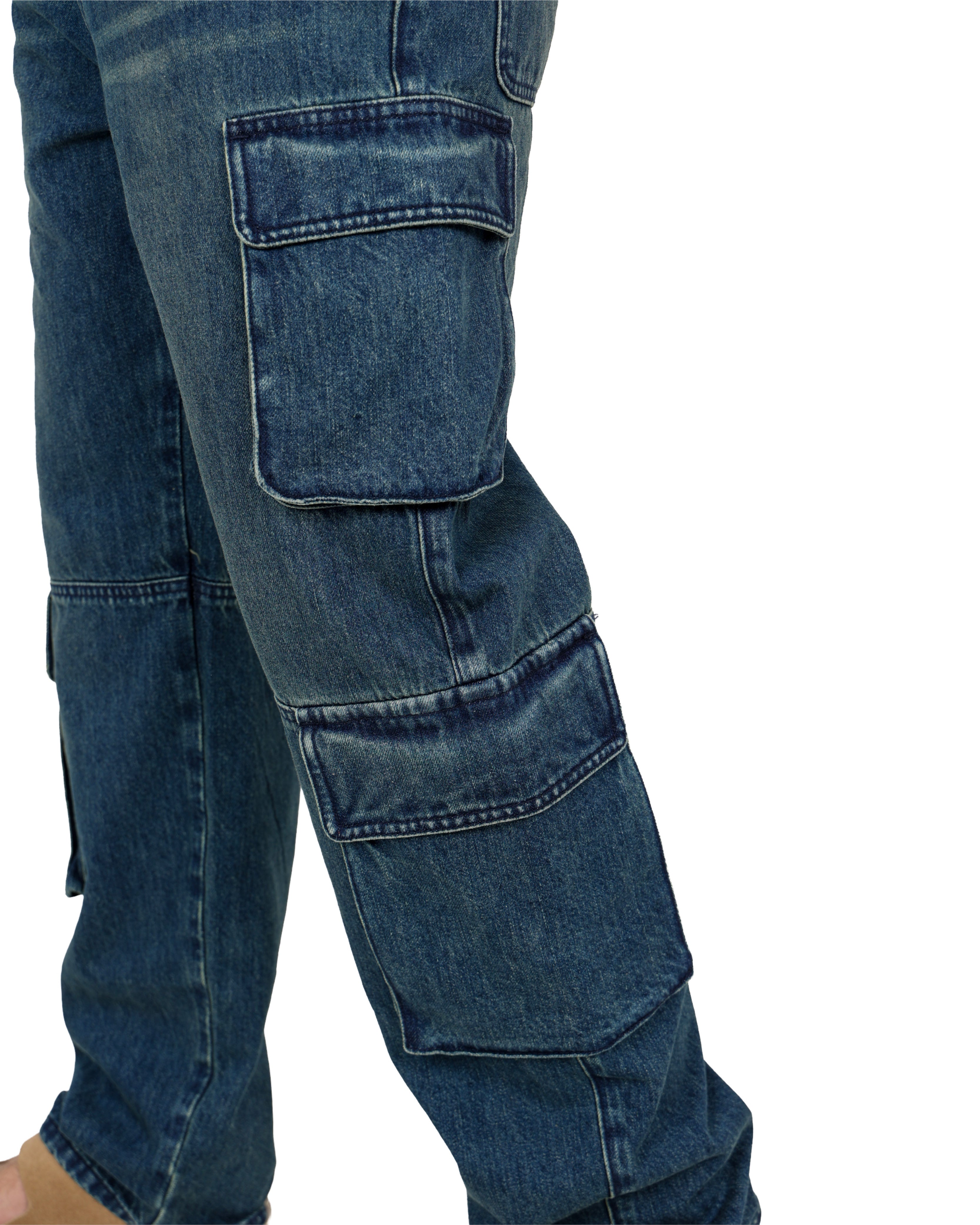 Dark Indigo Multi Pocket Relaxed Fit Jeans