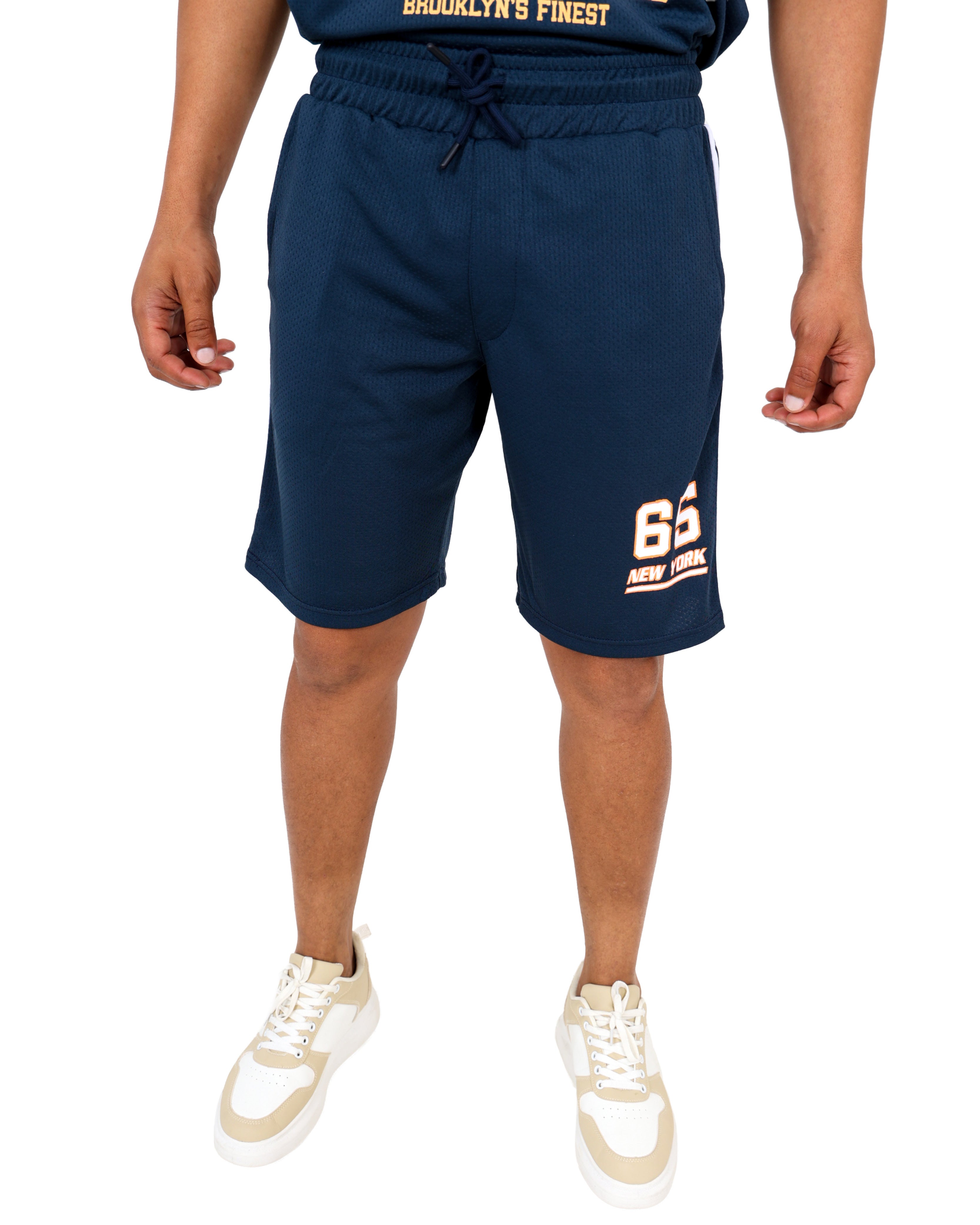 Navy New York Baseball Jogger Shorts