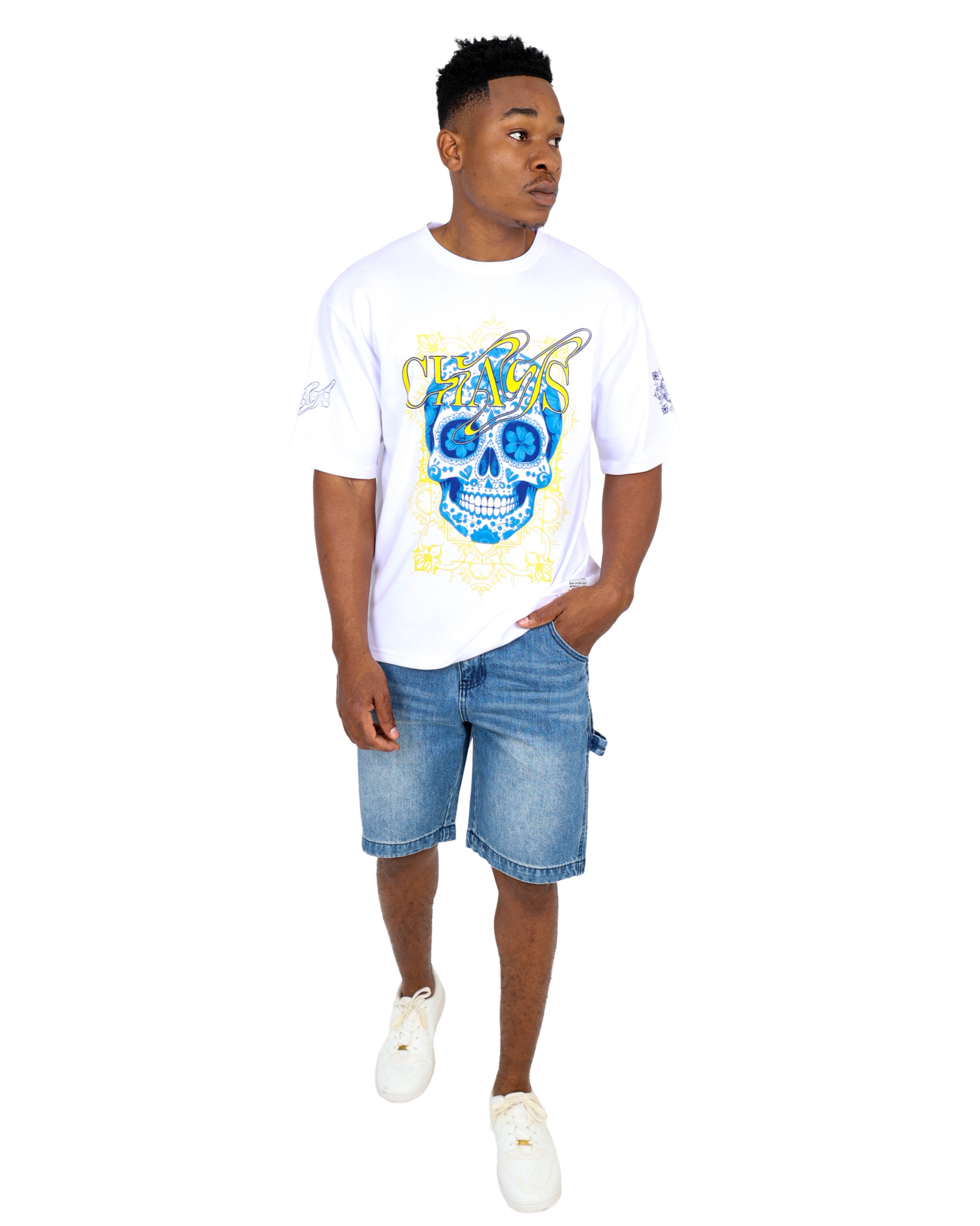 Short Sleeve Chaos Skull Graphic T-Shirt