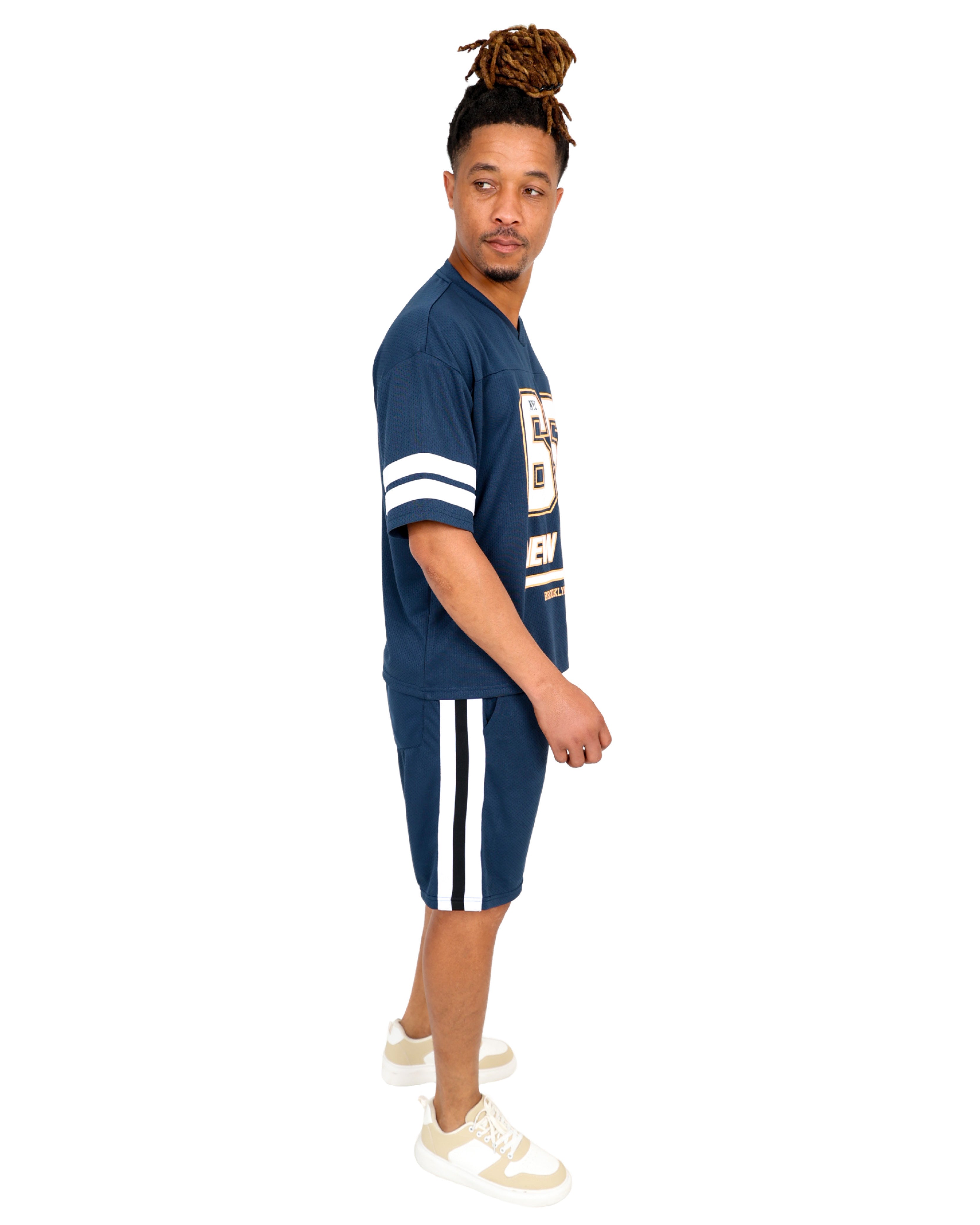 Navy New York Baseball Jogger Shorts