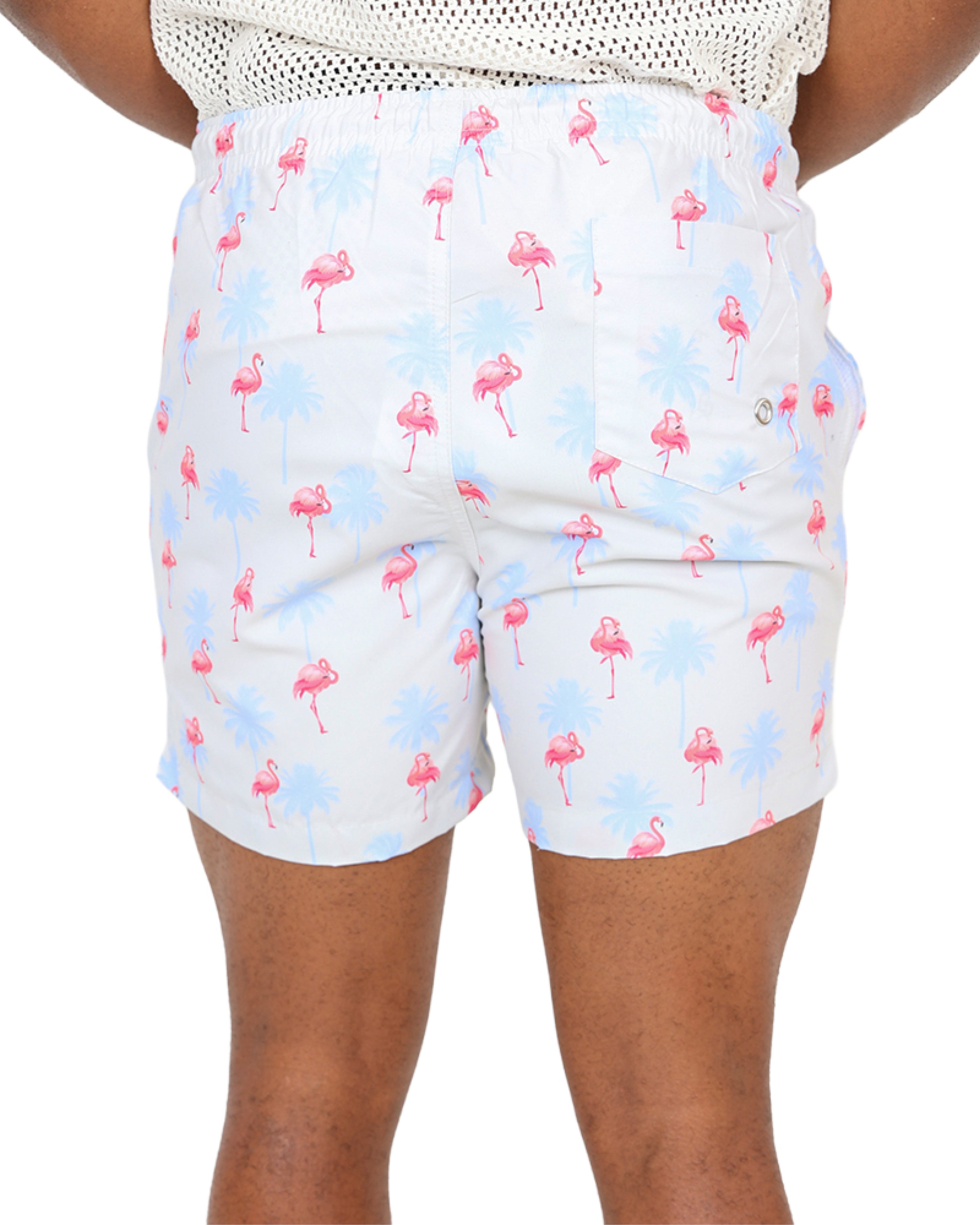 Flamingo Palm Print Swim Shorts
