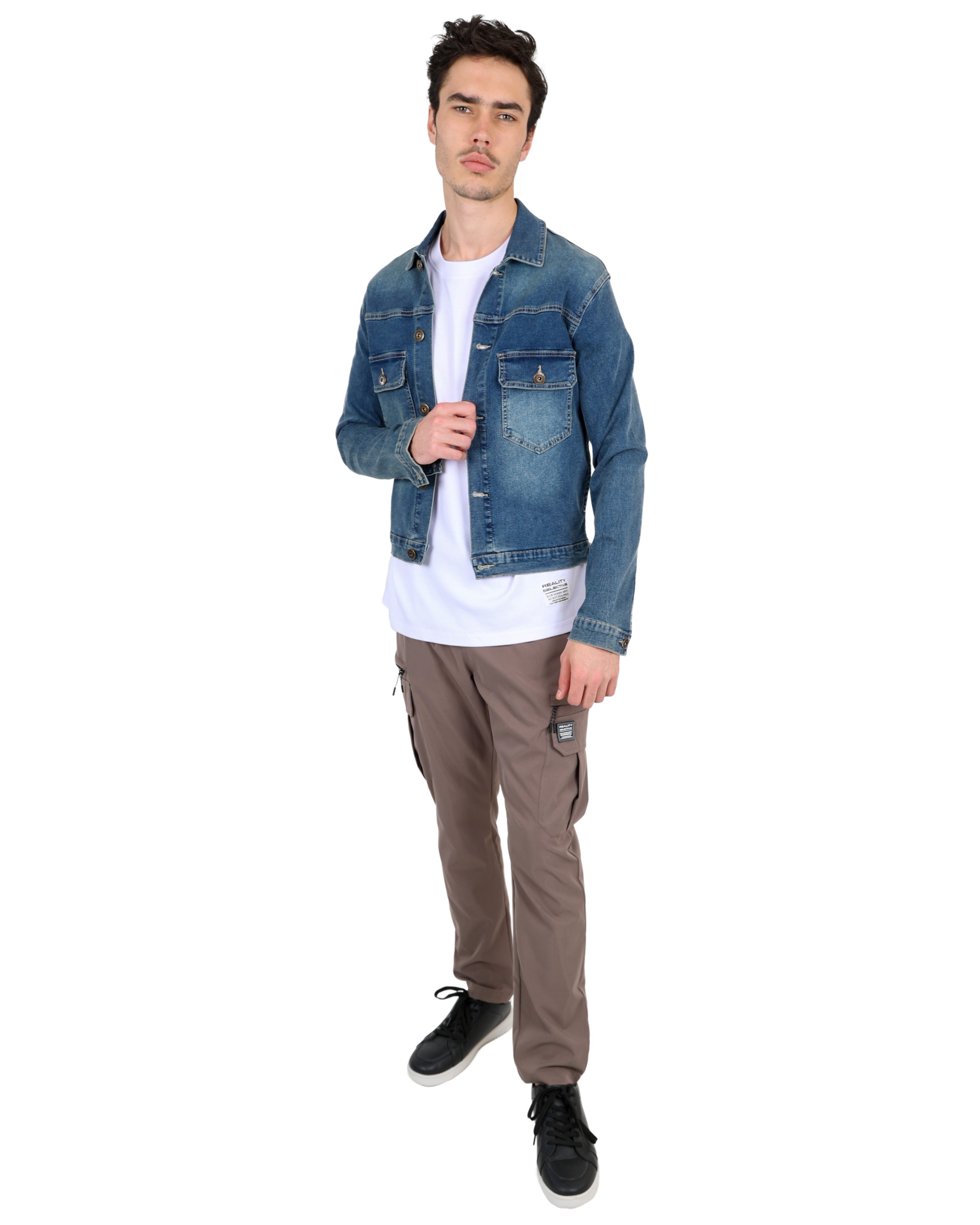 Dark Indigo Styled Up Double Patch Pocket Denim Jacket