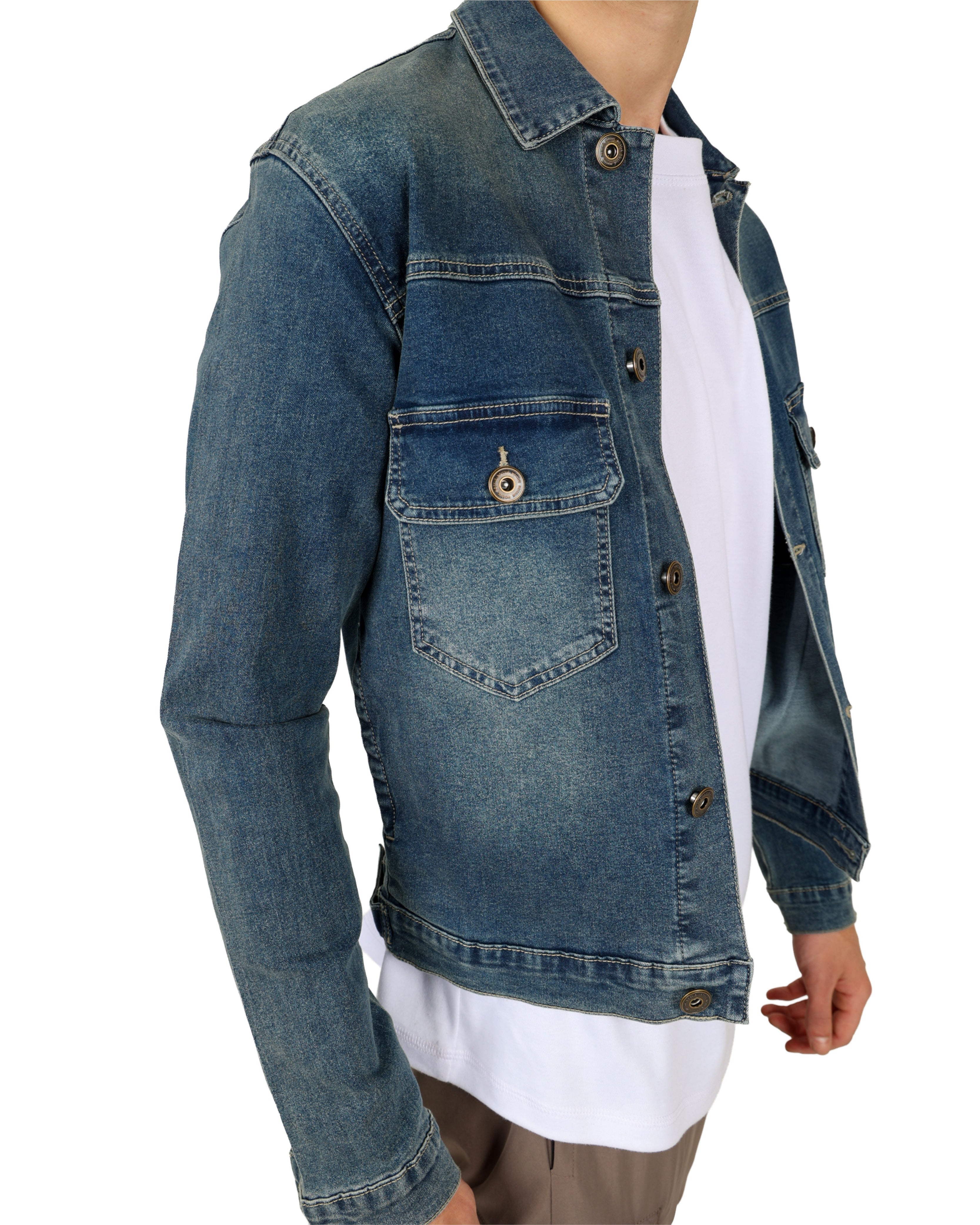 Dark Indigo Styled Up Double Patch Pocket Denim Jacket