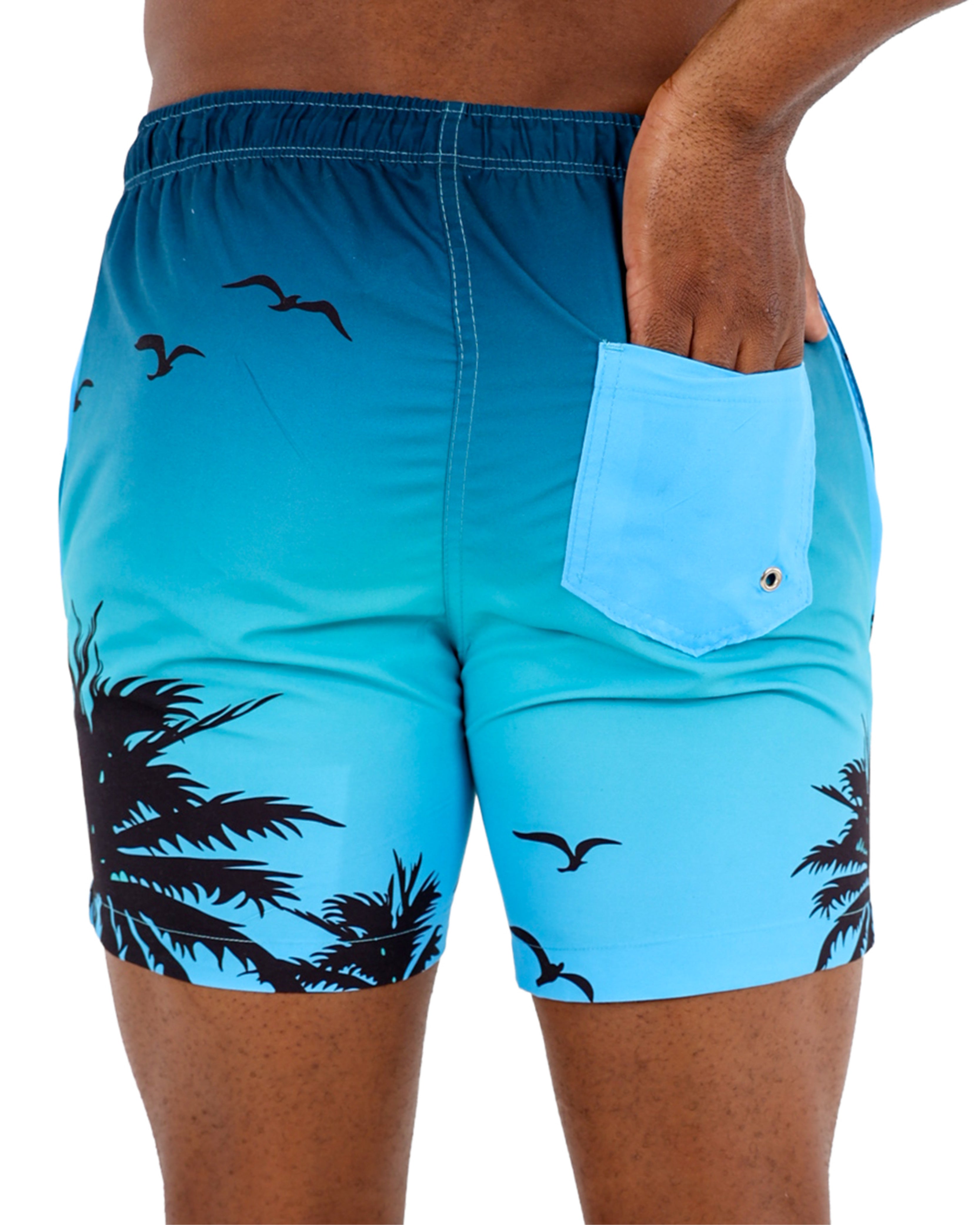 Ombre Palm Print Swim Shorts