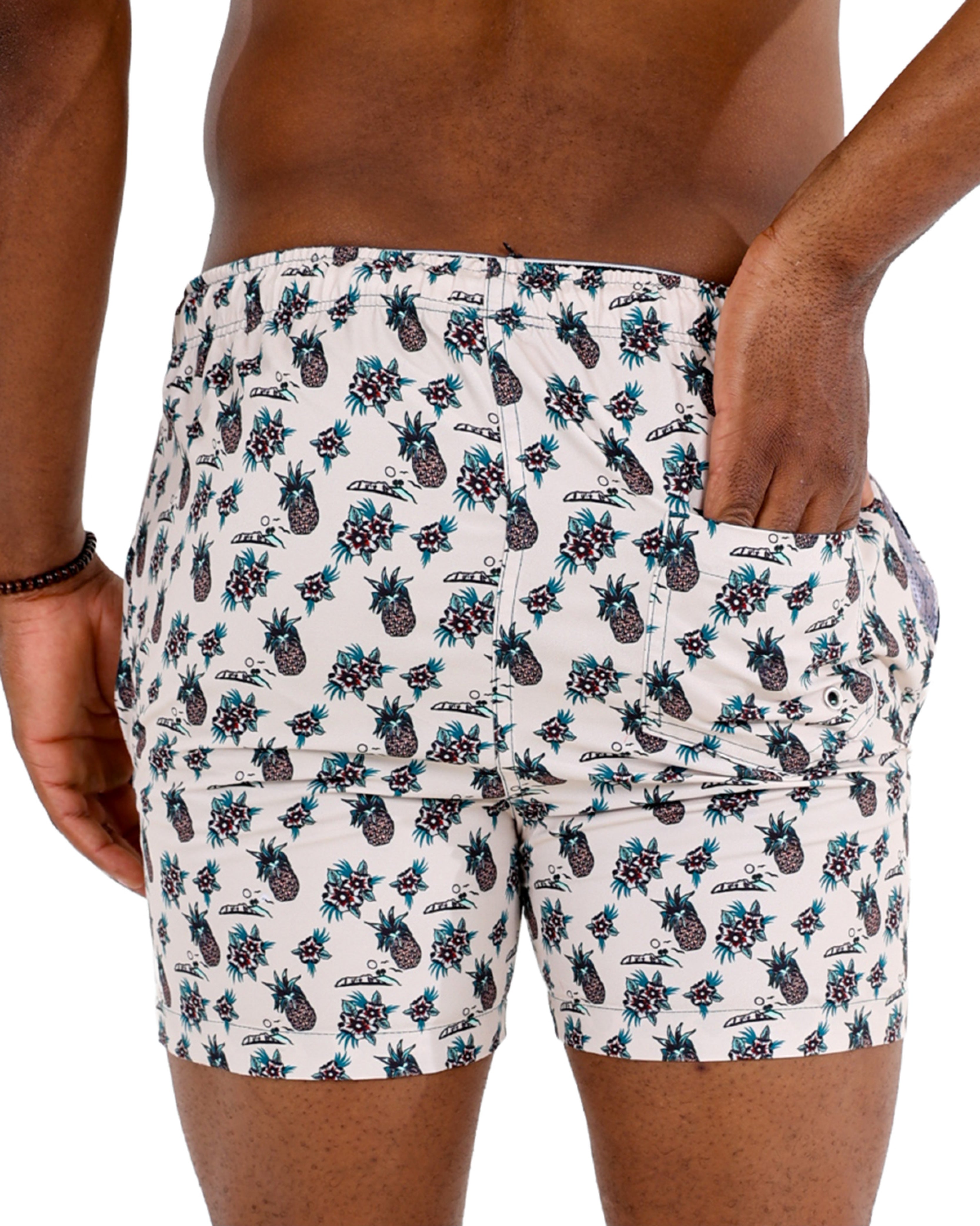 Pineapple Floral Print Swim Shorts