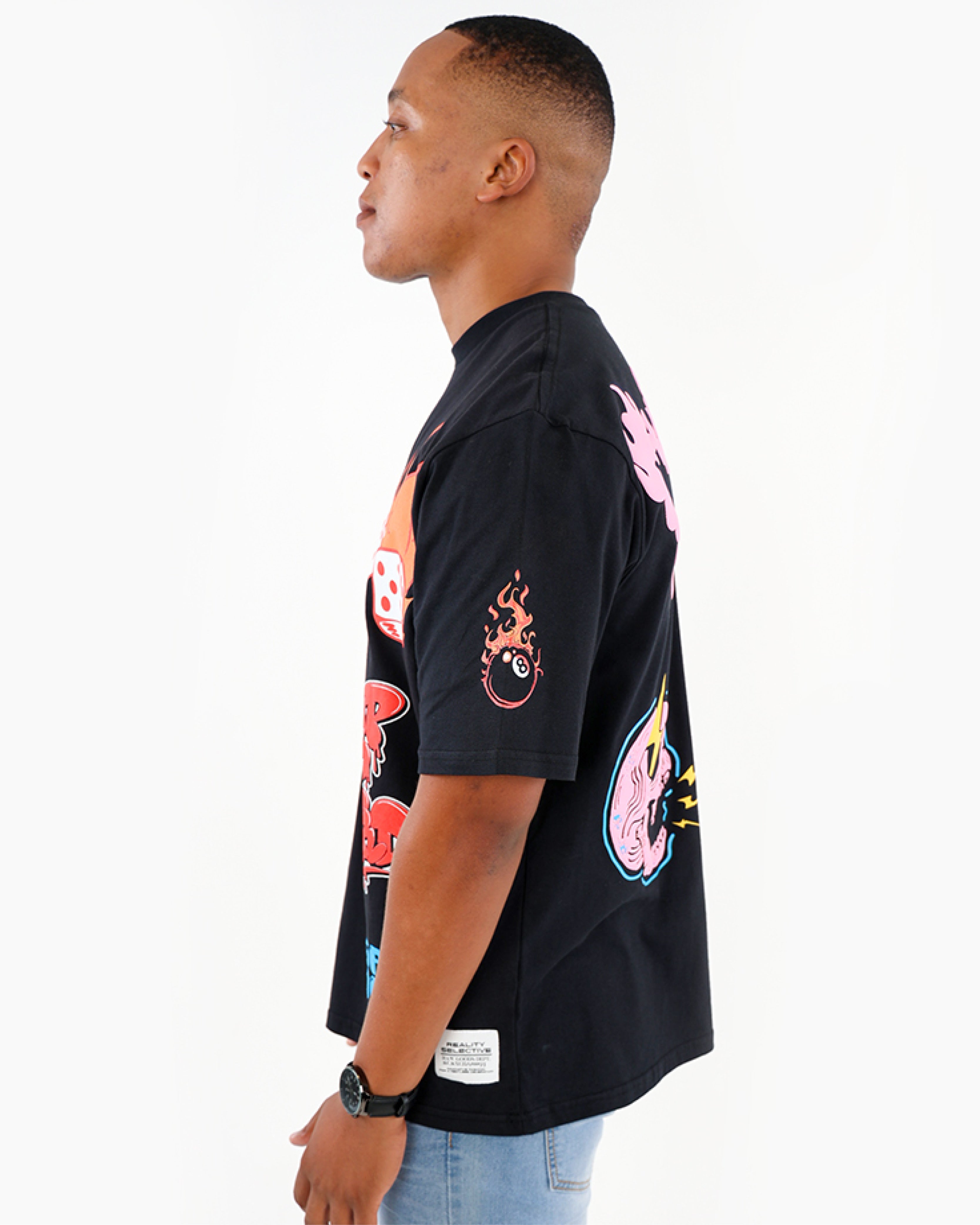 Black Short Sleeve Gangsta Stamp T-Shirt
