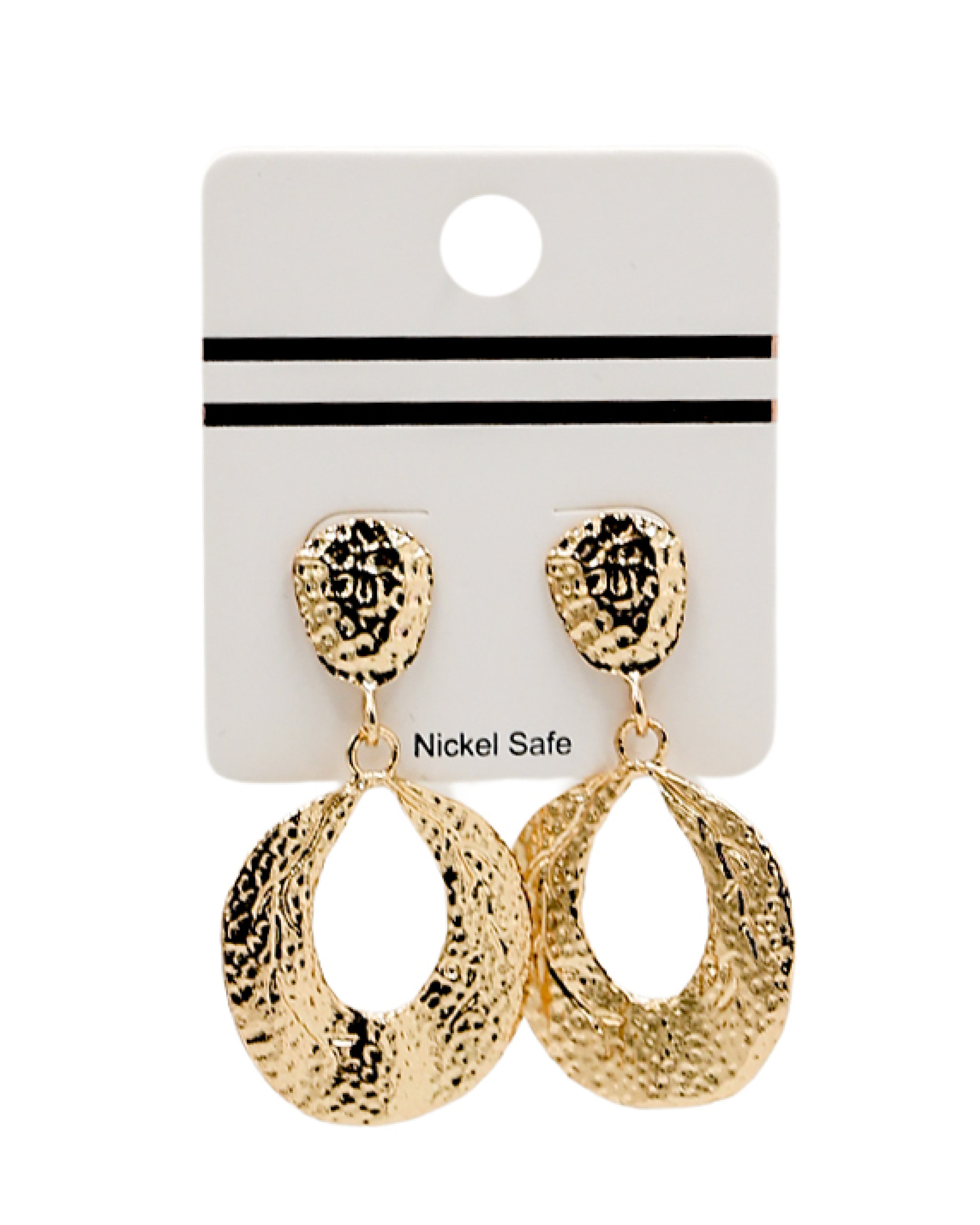 Hammered Gold Drop Earrings