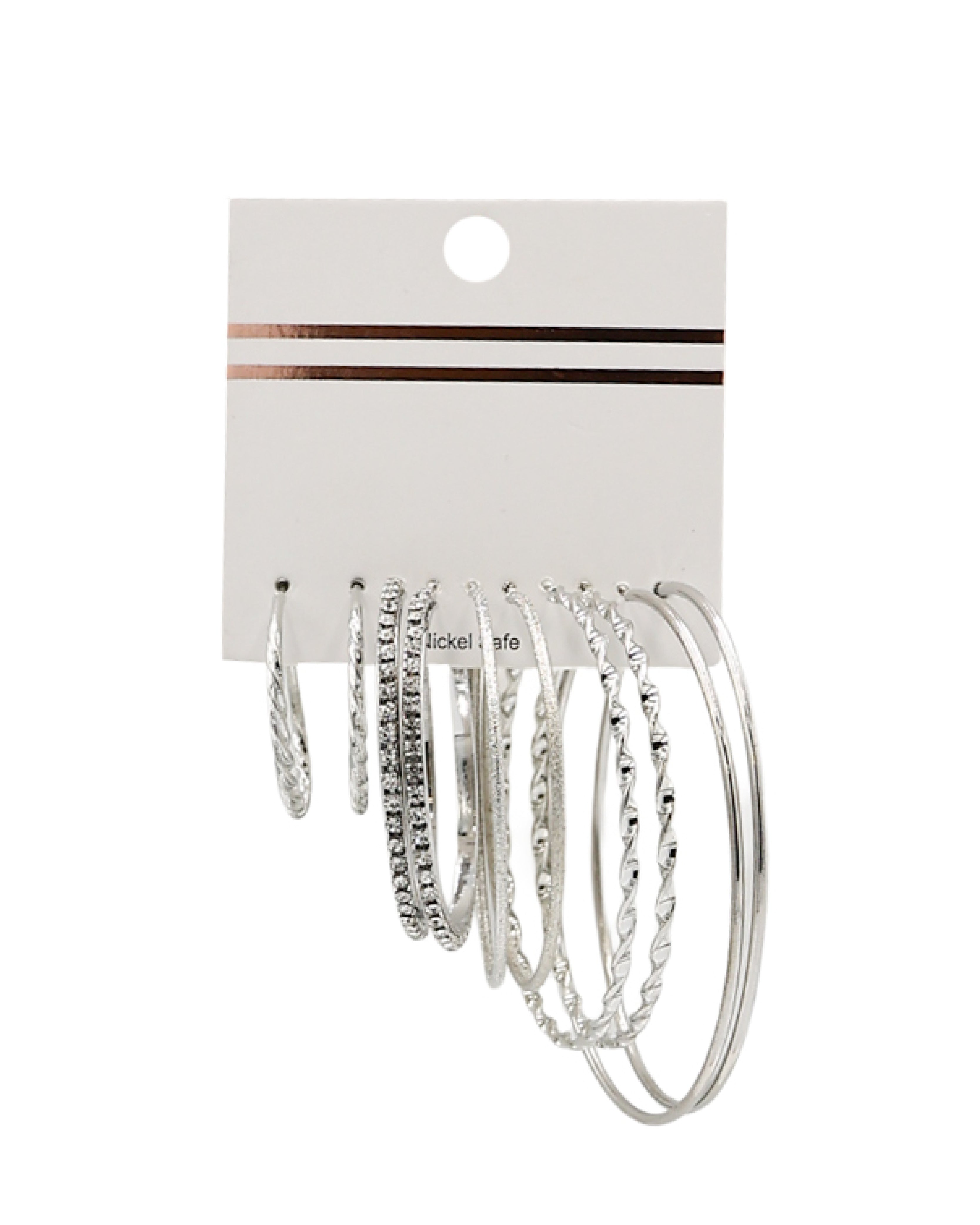 4 Pack Silver Assorted Hoop Earrings