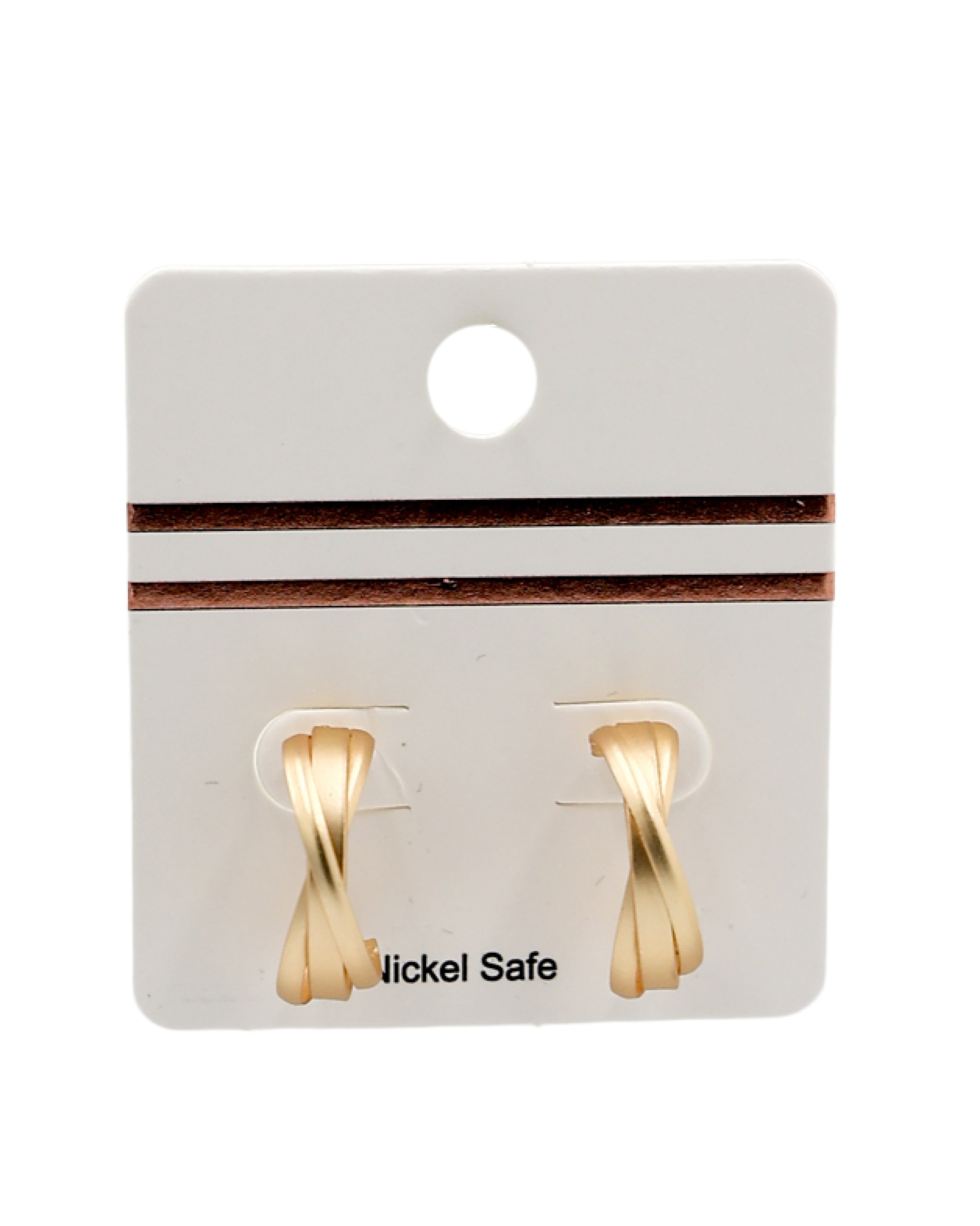 Triple Ring Matt Gold Earrings