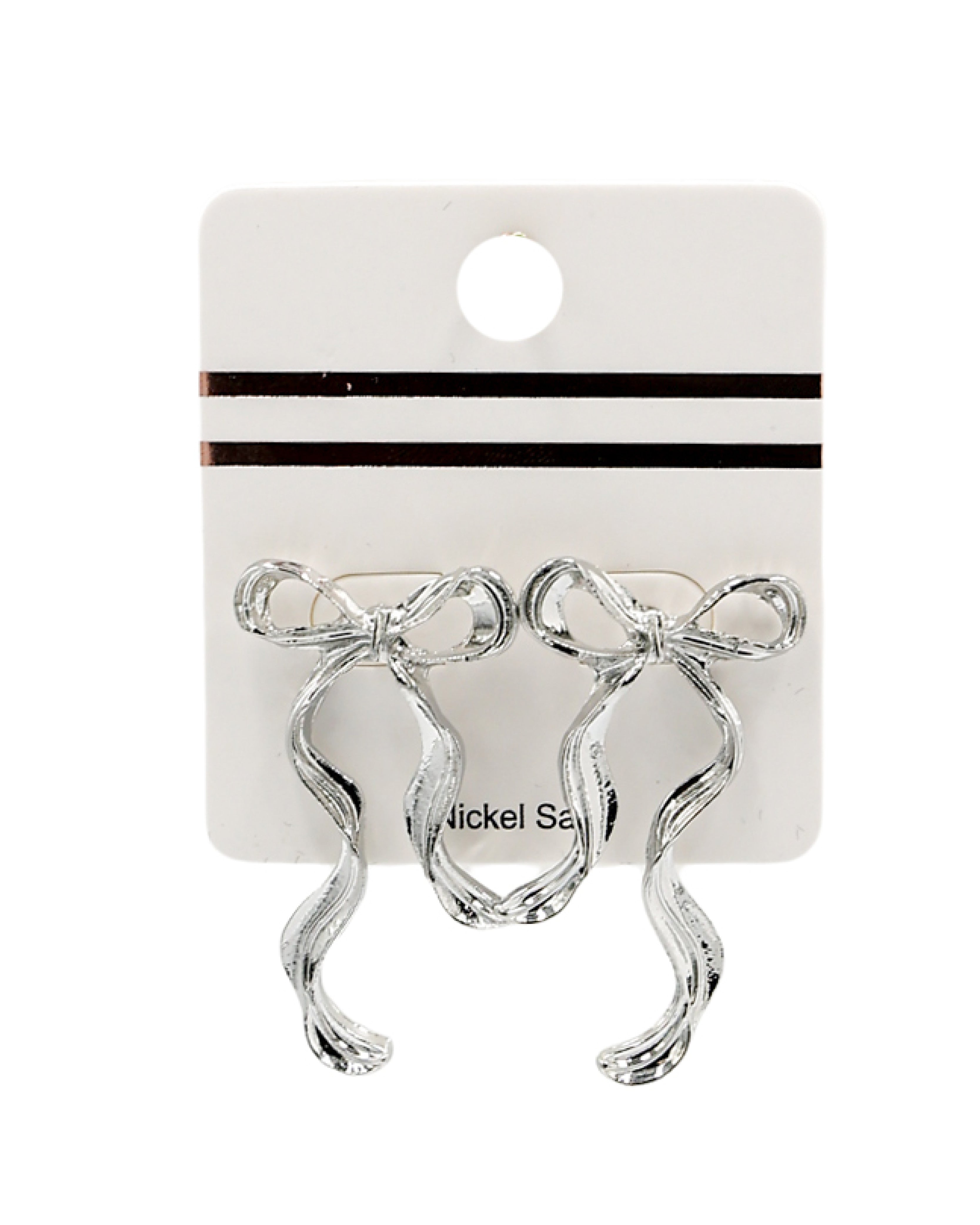 Silver Bows Drop Earrings