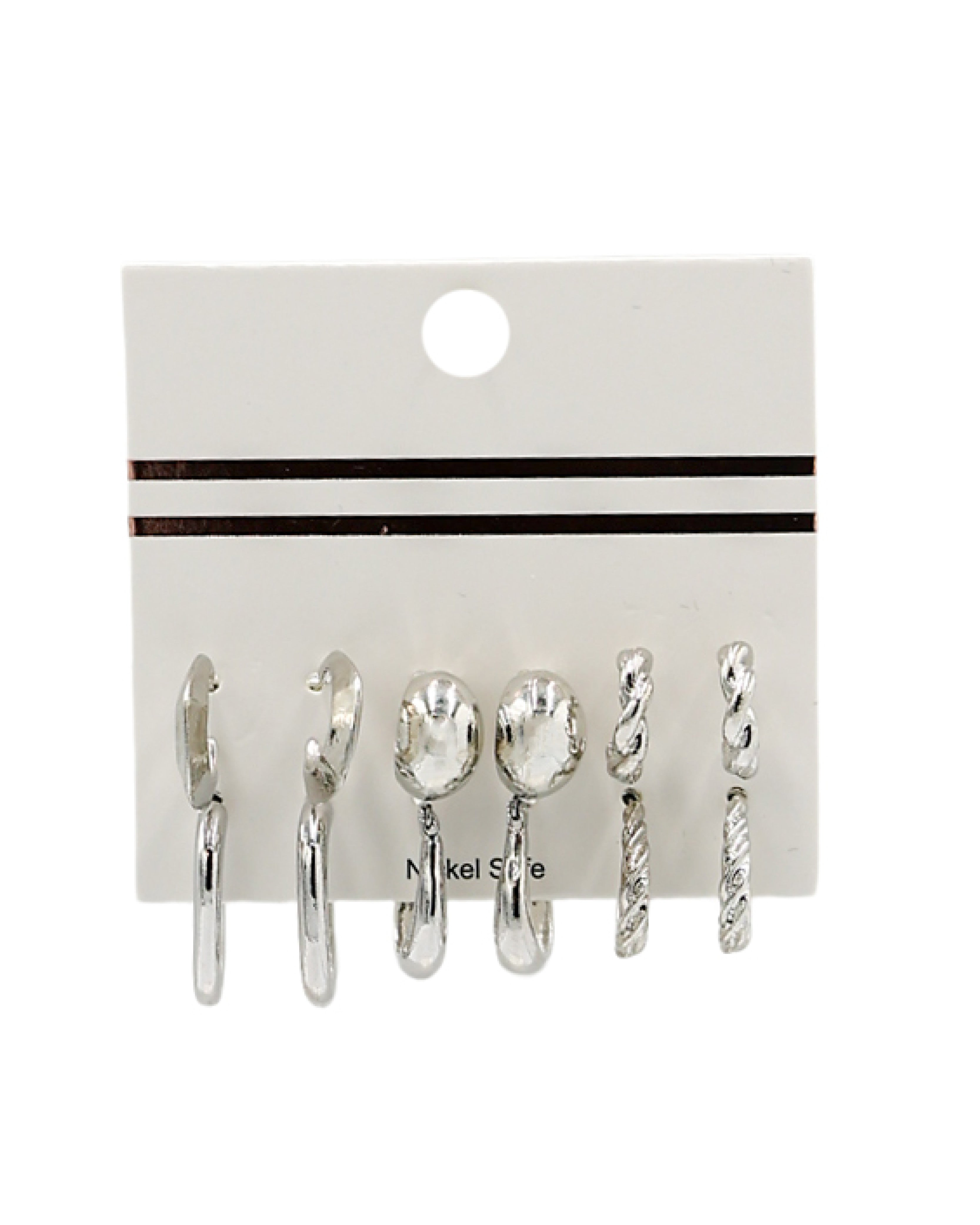 Multi 6Pk Mini Silver Hoop Earrings