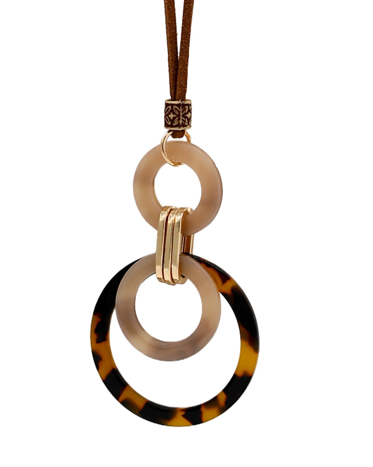 Amber Ring Leather String Necklace