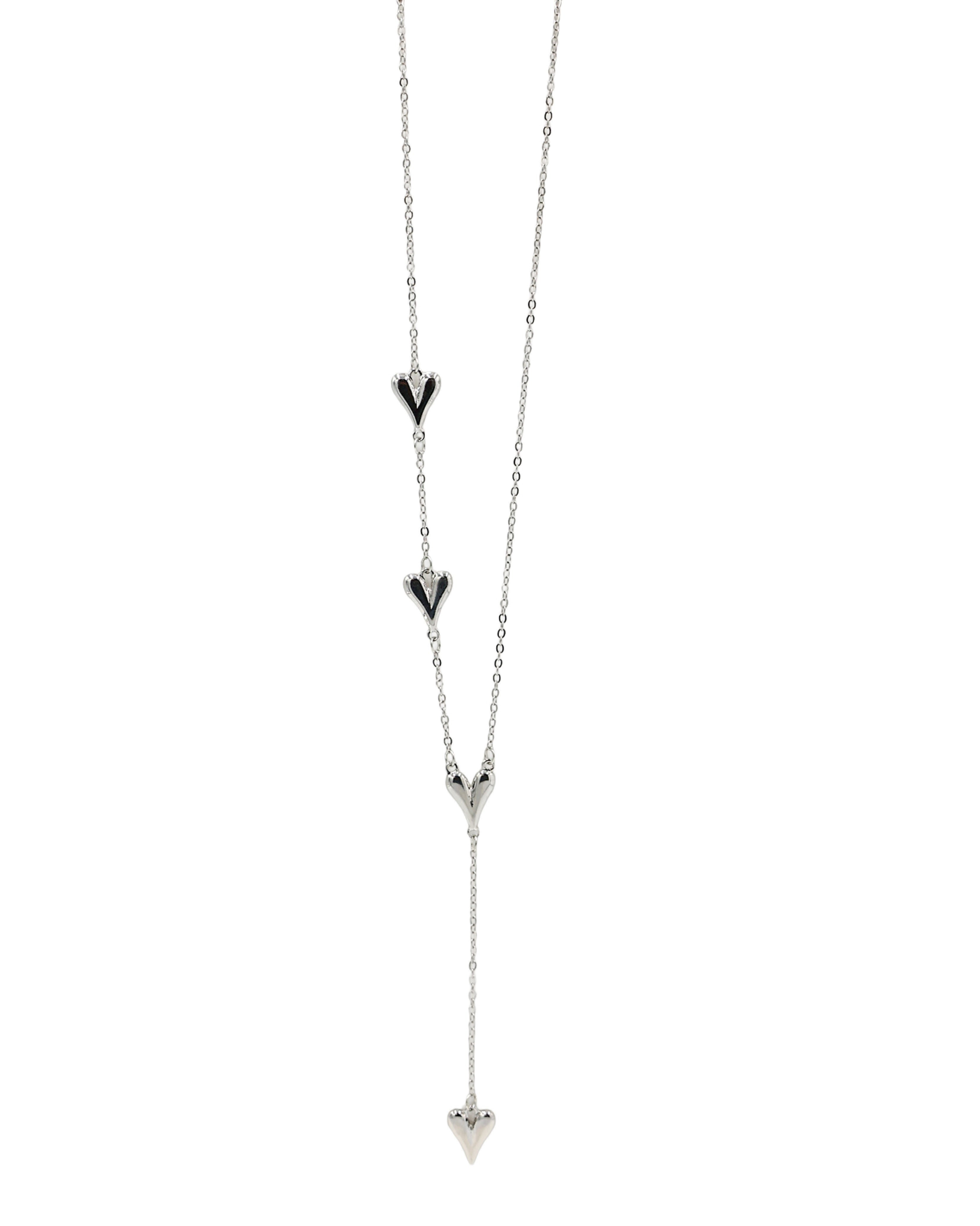 Silver Heart Drop Necklace