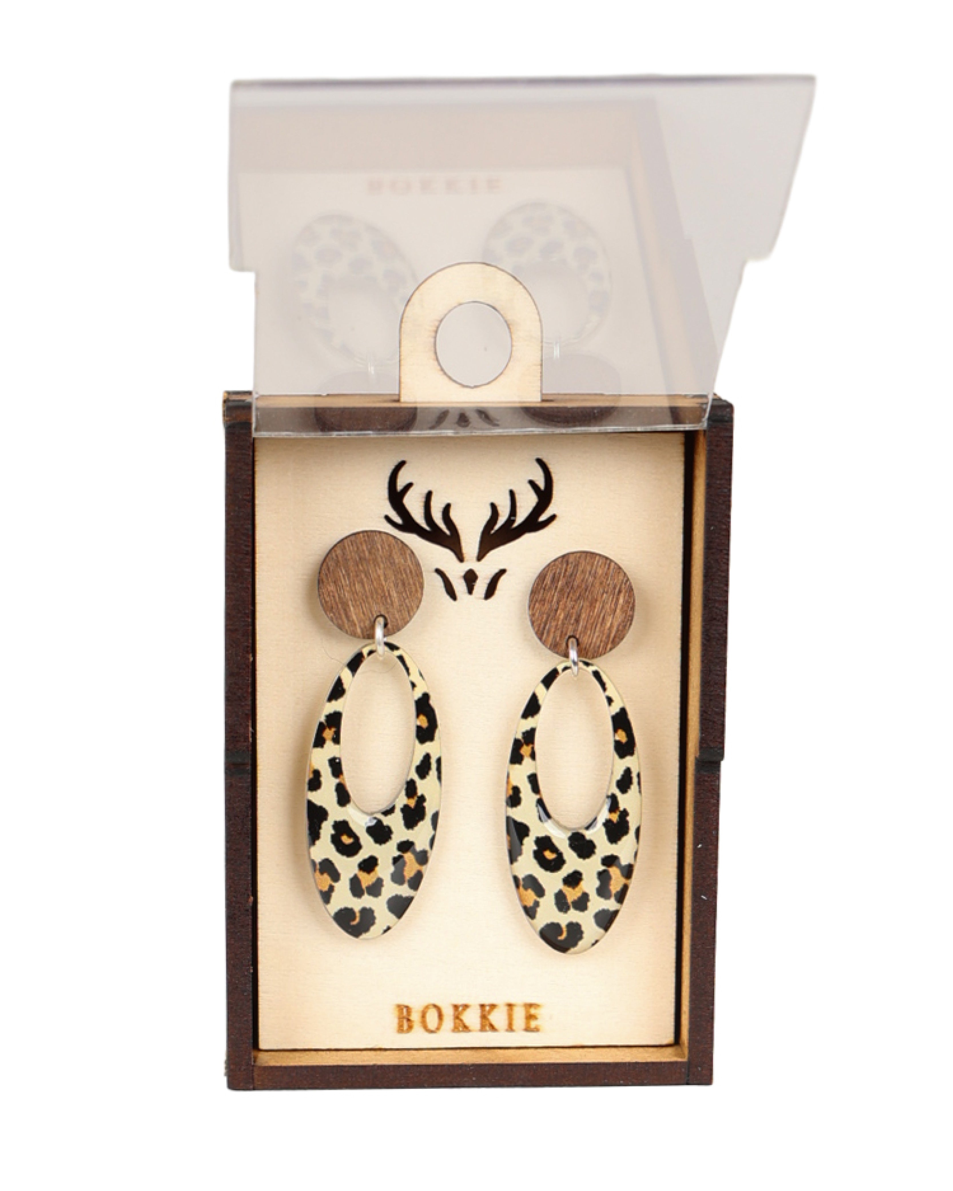 Leopard Oval Hoop Drop Earrings