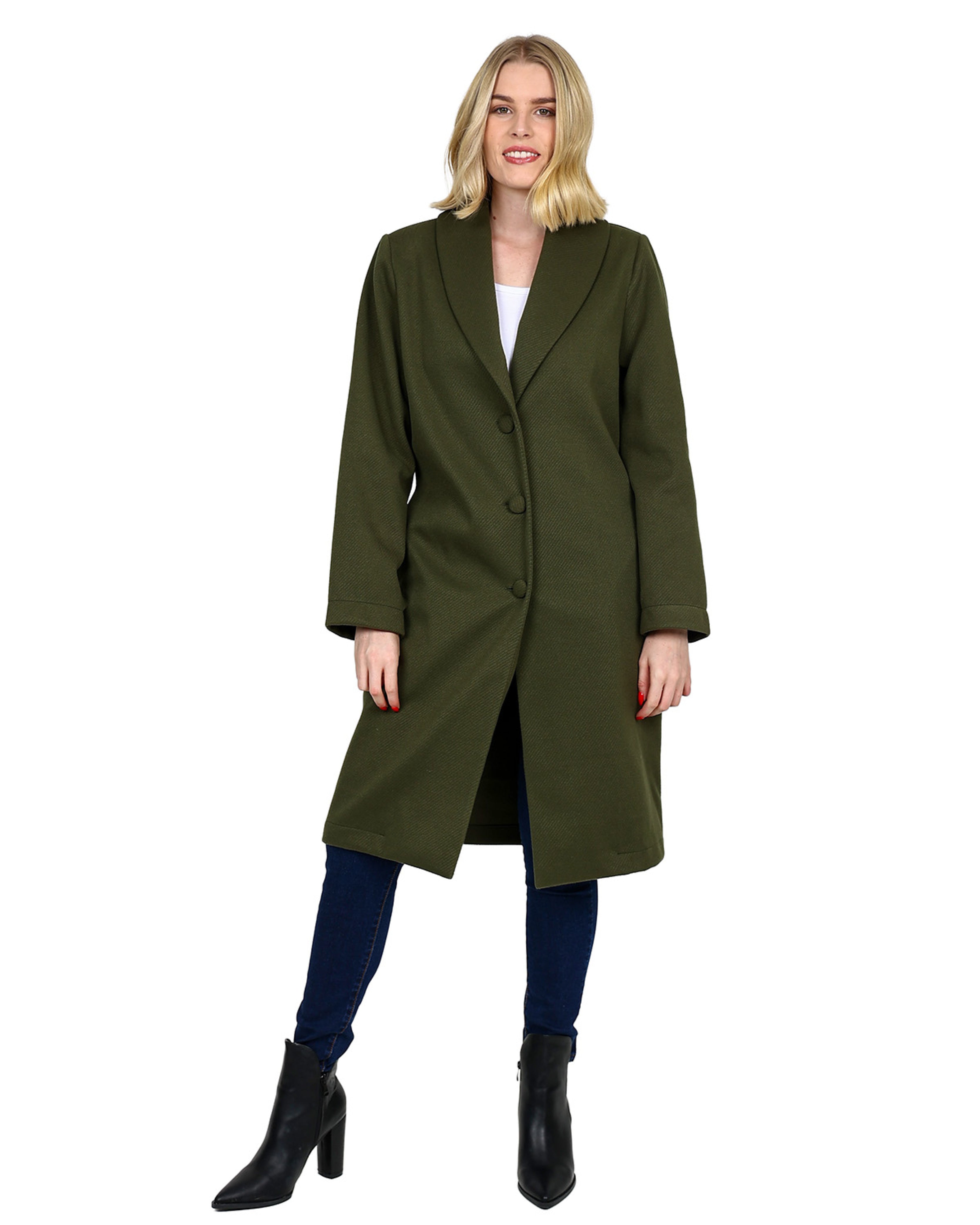 Olive Twill Melton Coat
