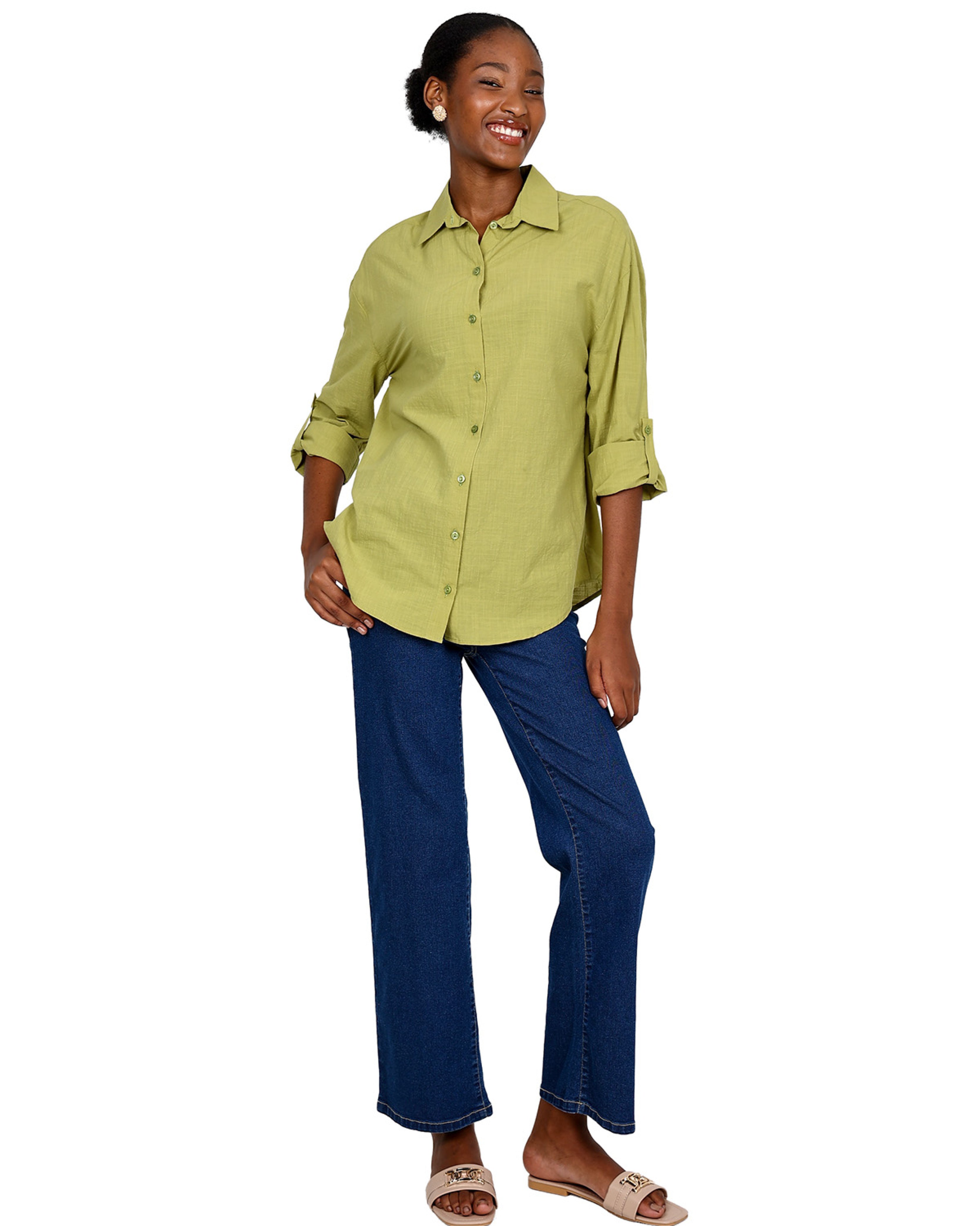 Green Long Sleeve Voile Shirt