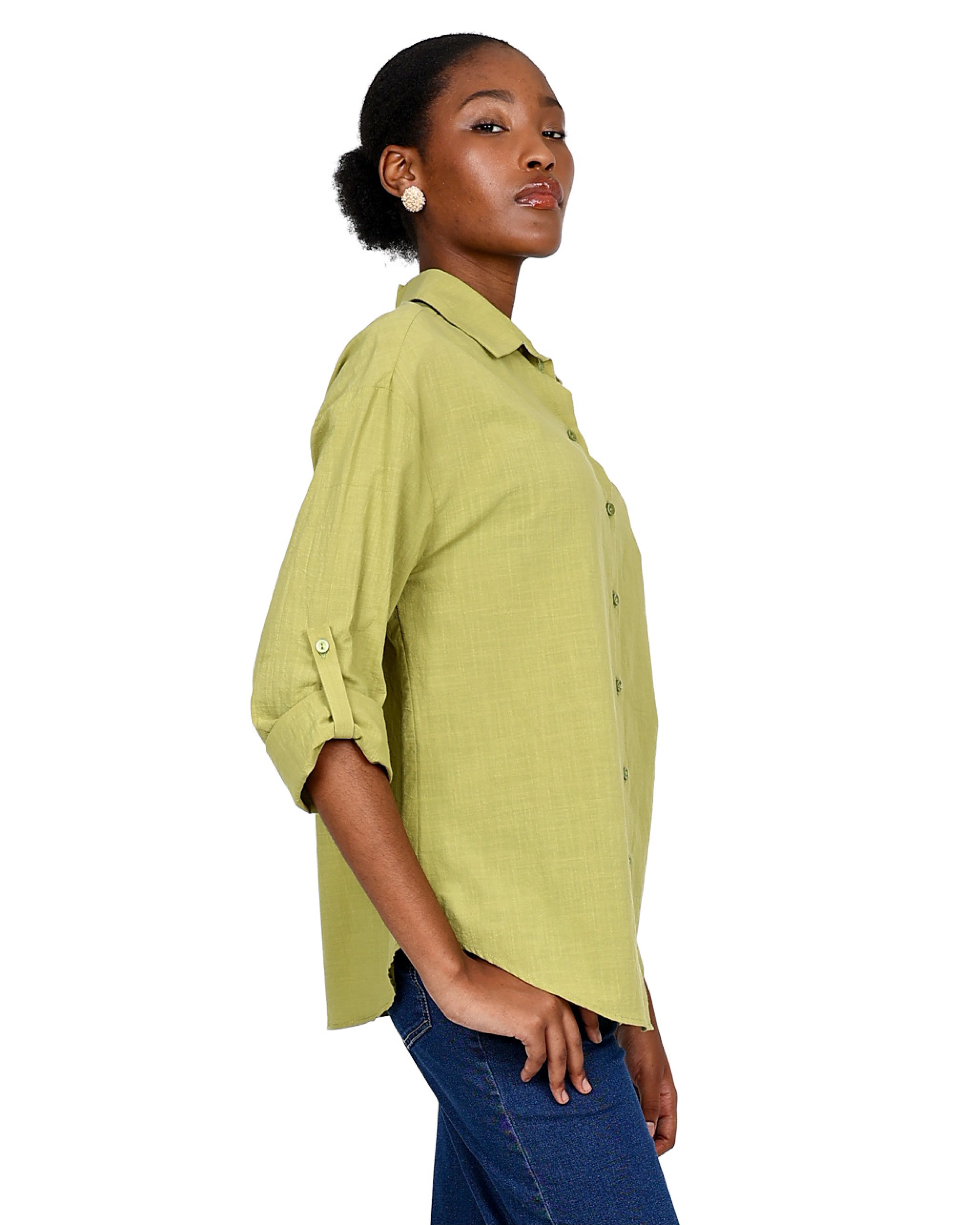 Green Long Sleeve Voile Shirt