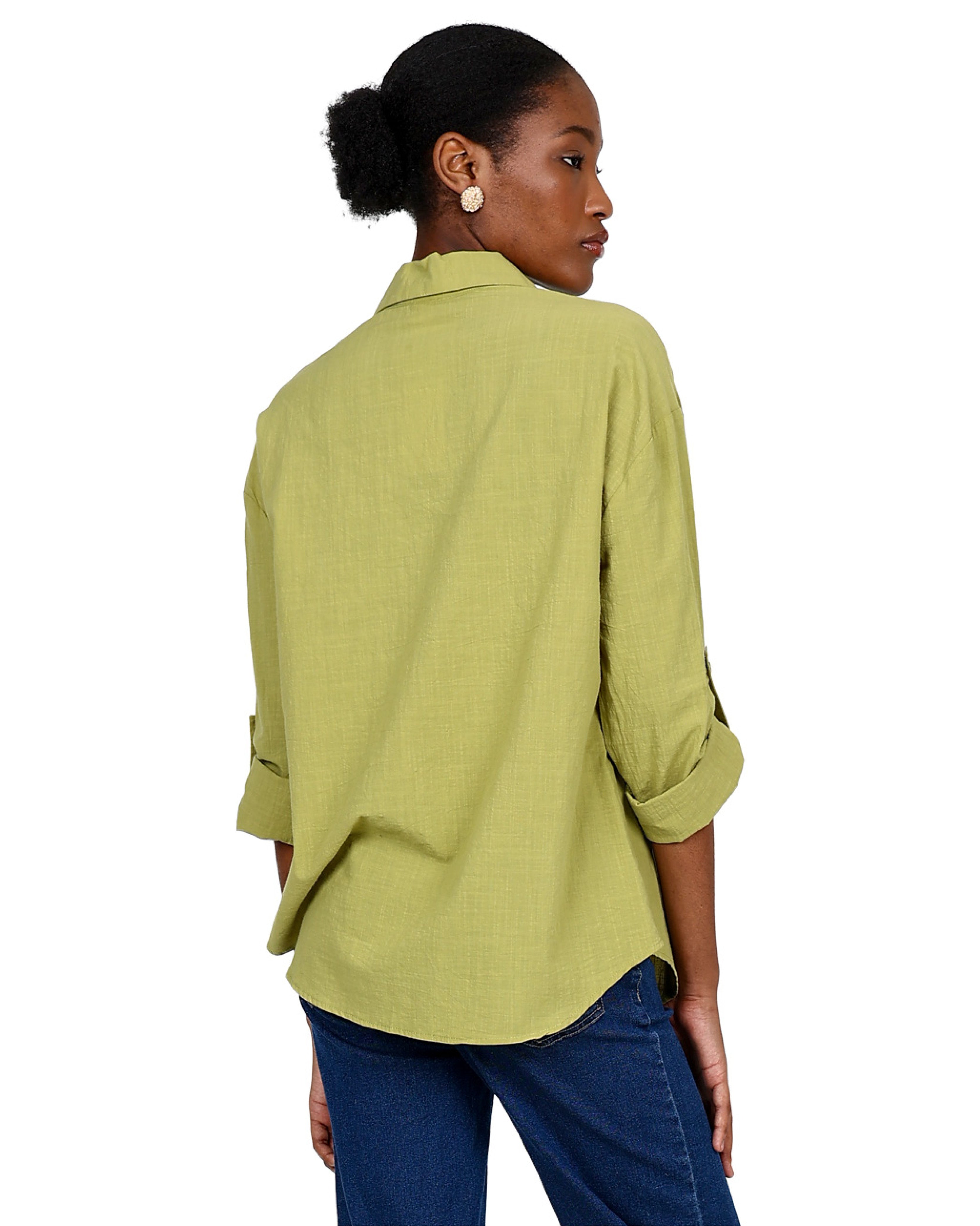 Green Long Sleeve Voile Shirt