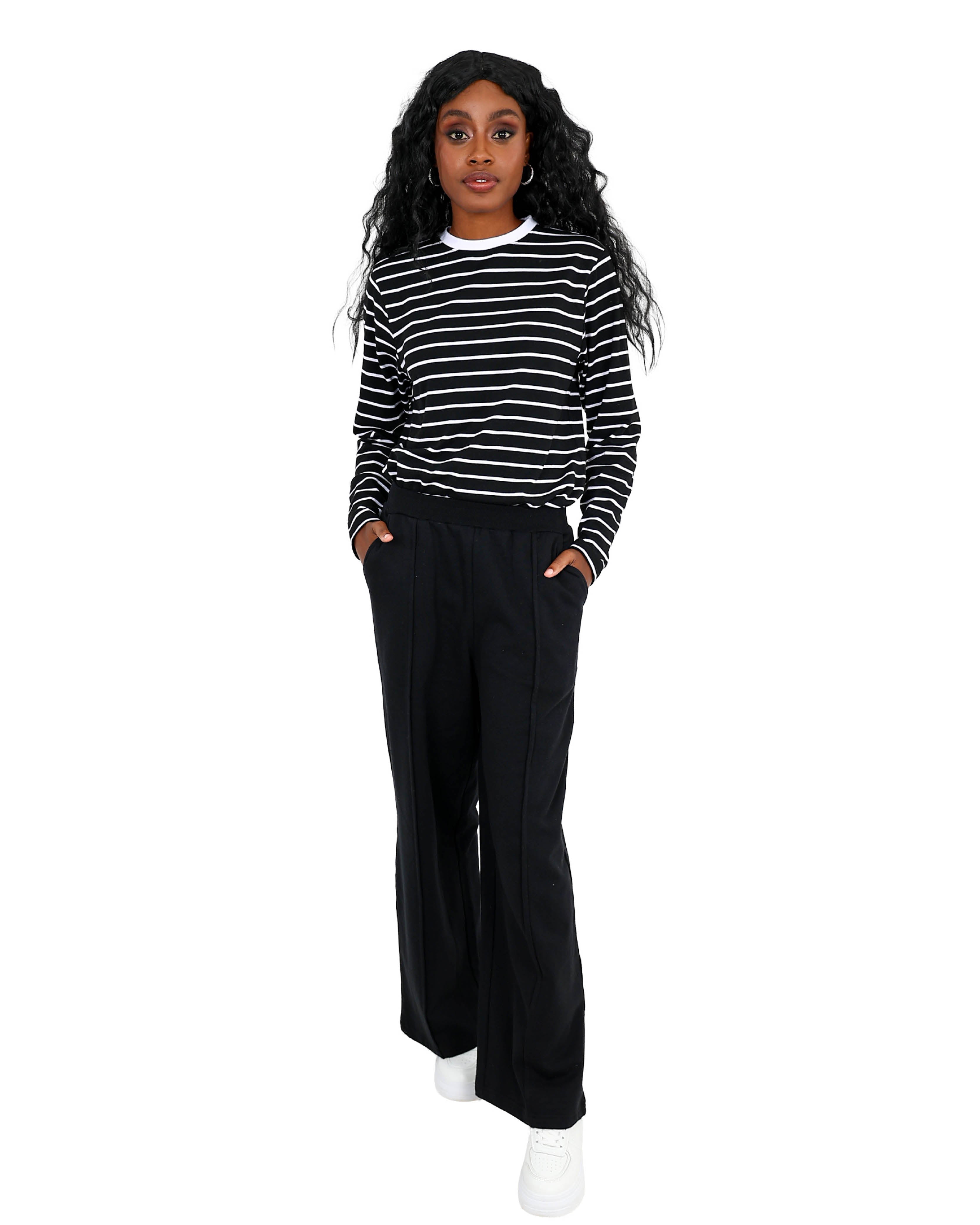 Black Wide Leg Pintuck Active Pant