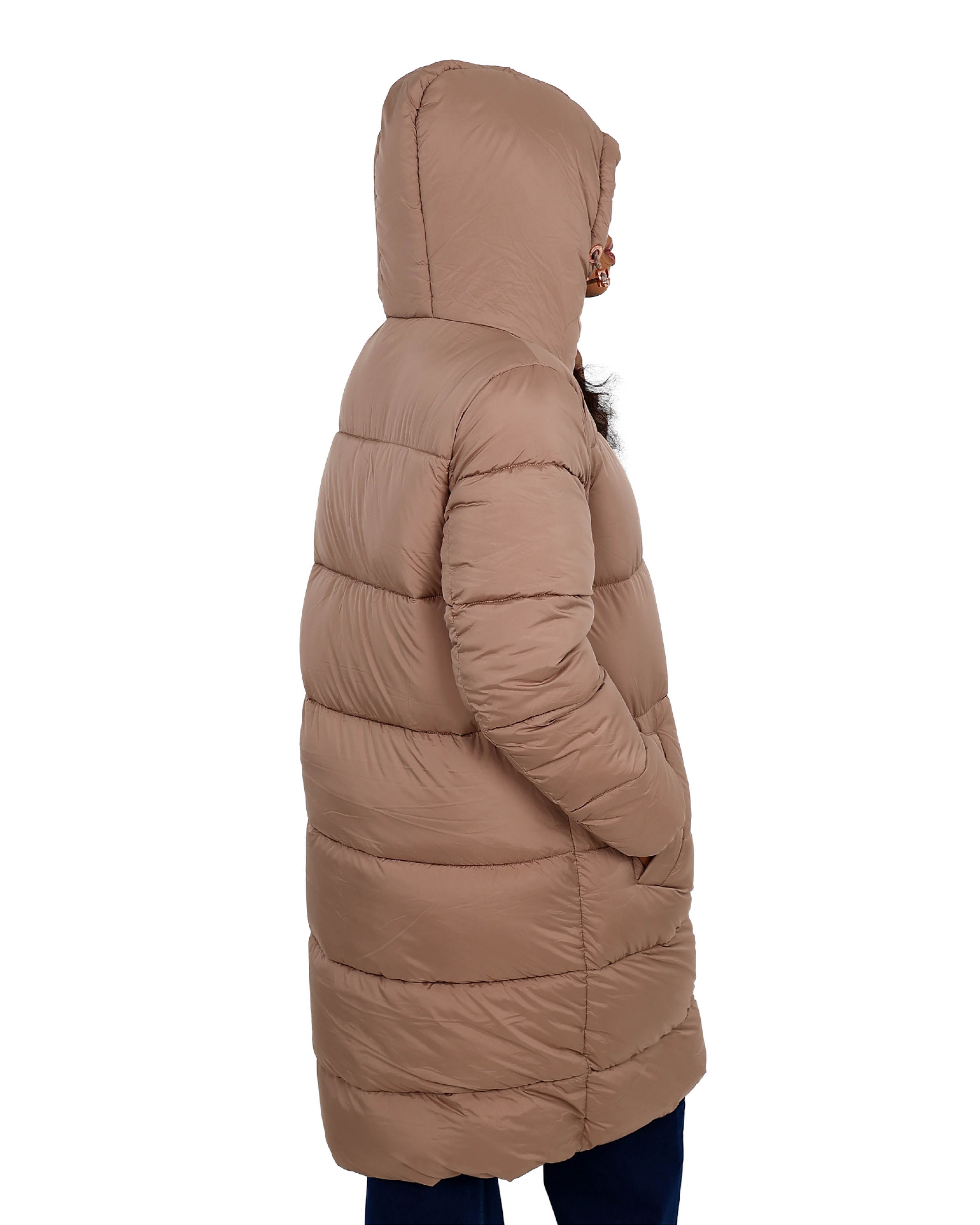 Light Brown Quilted Padded Coat