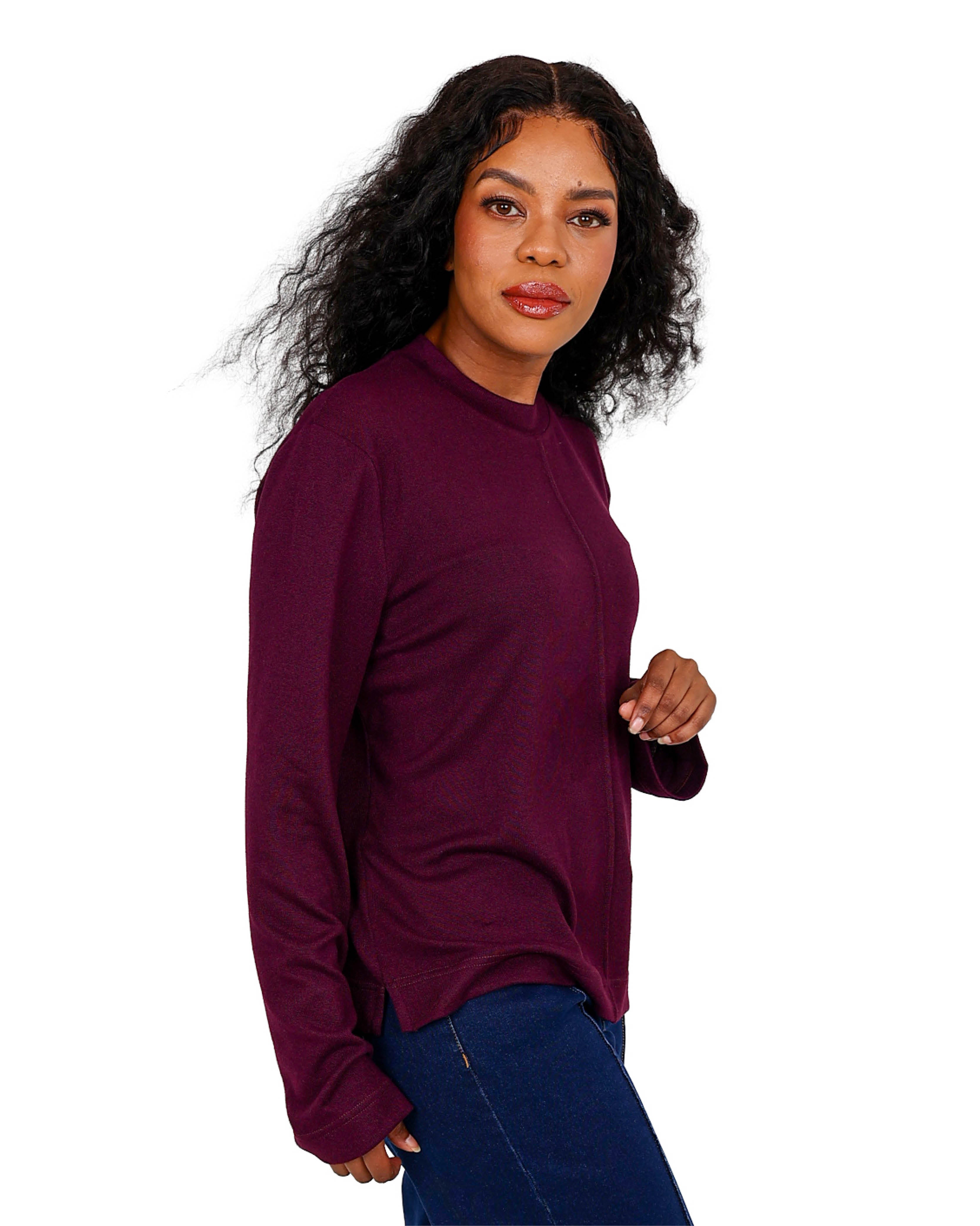 Long Sleeve Grape French Knit Top