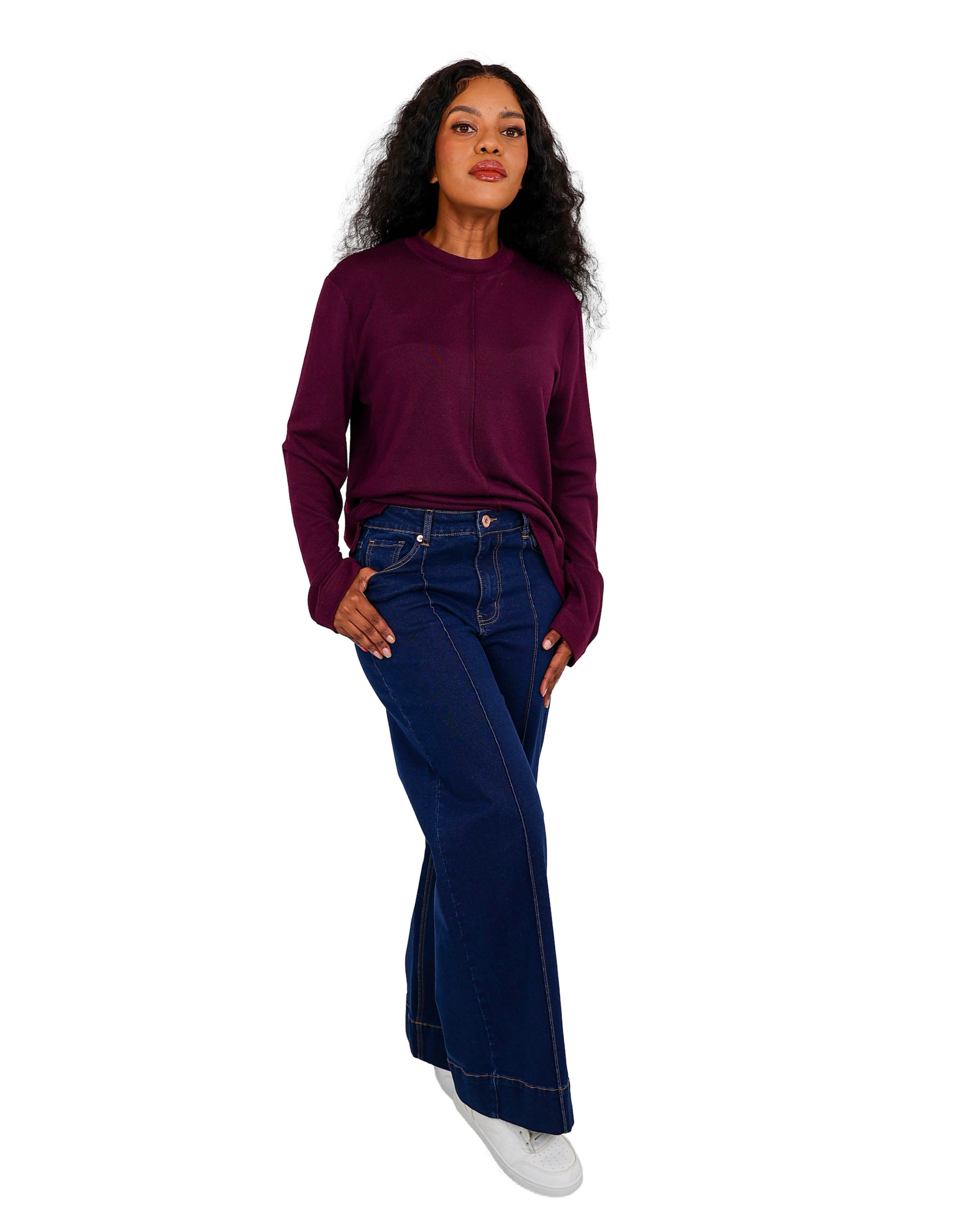 Long Sleeve Grape French Knit Top