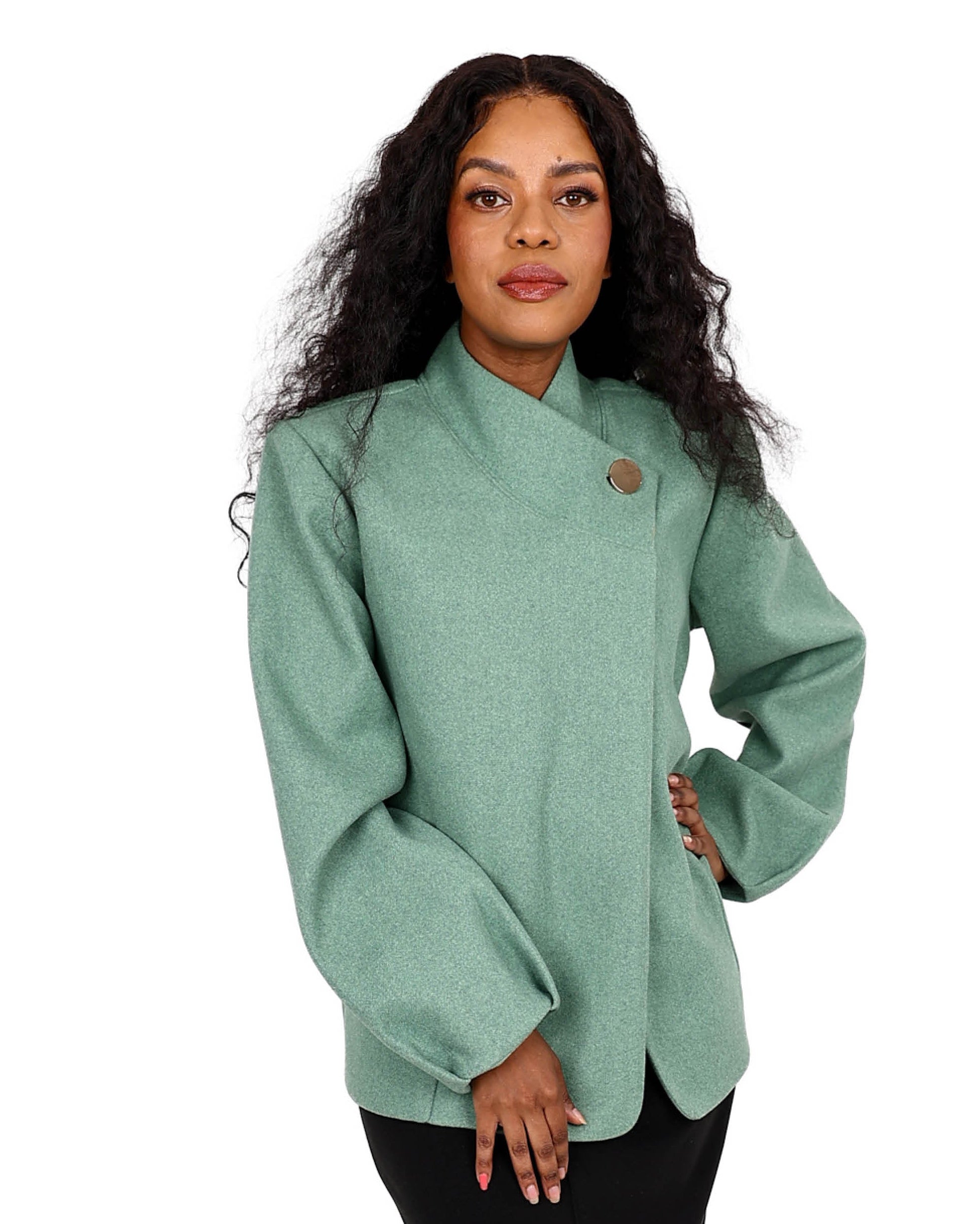 Sage Melton Wrap Jacket