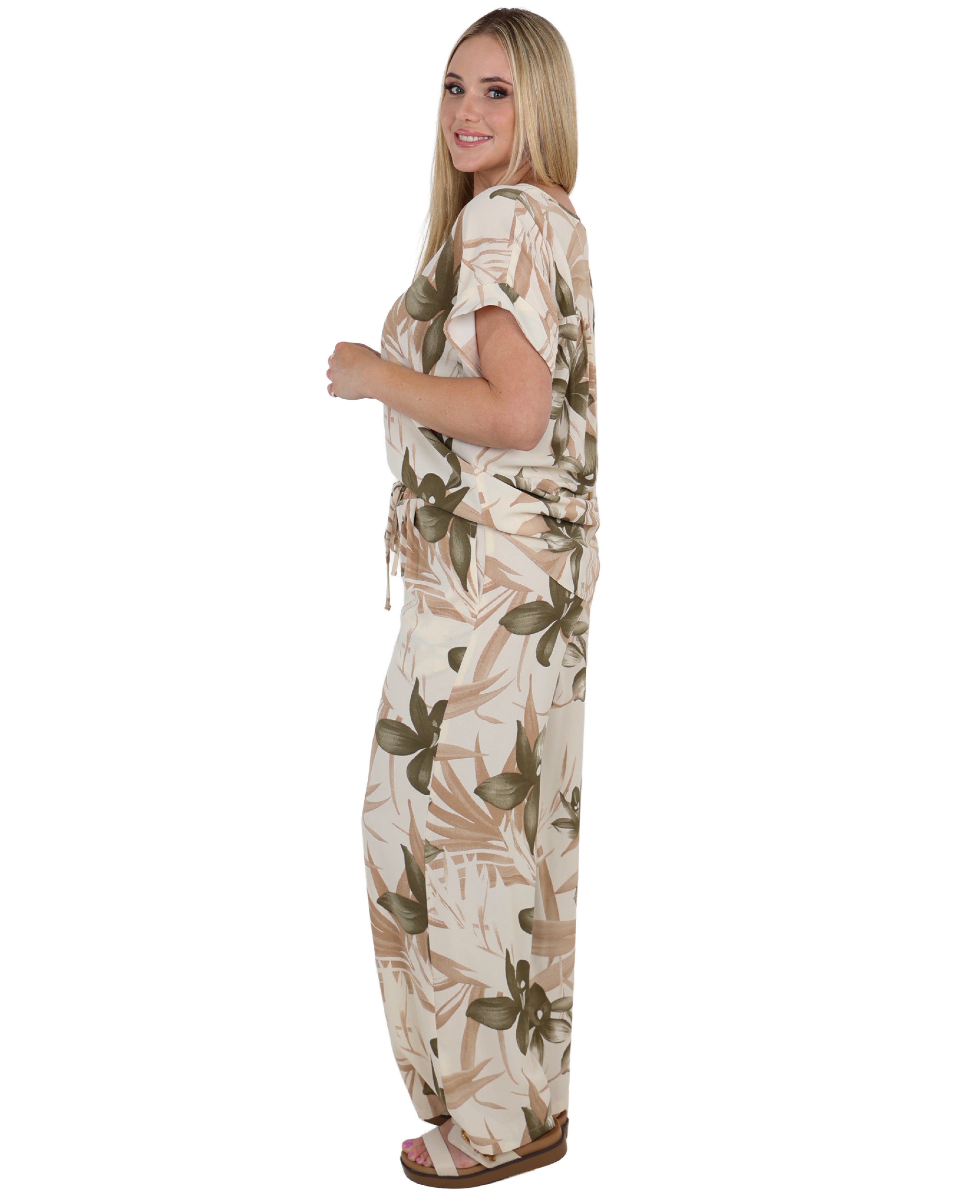 Palm Print Elasticated Pants