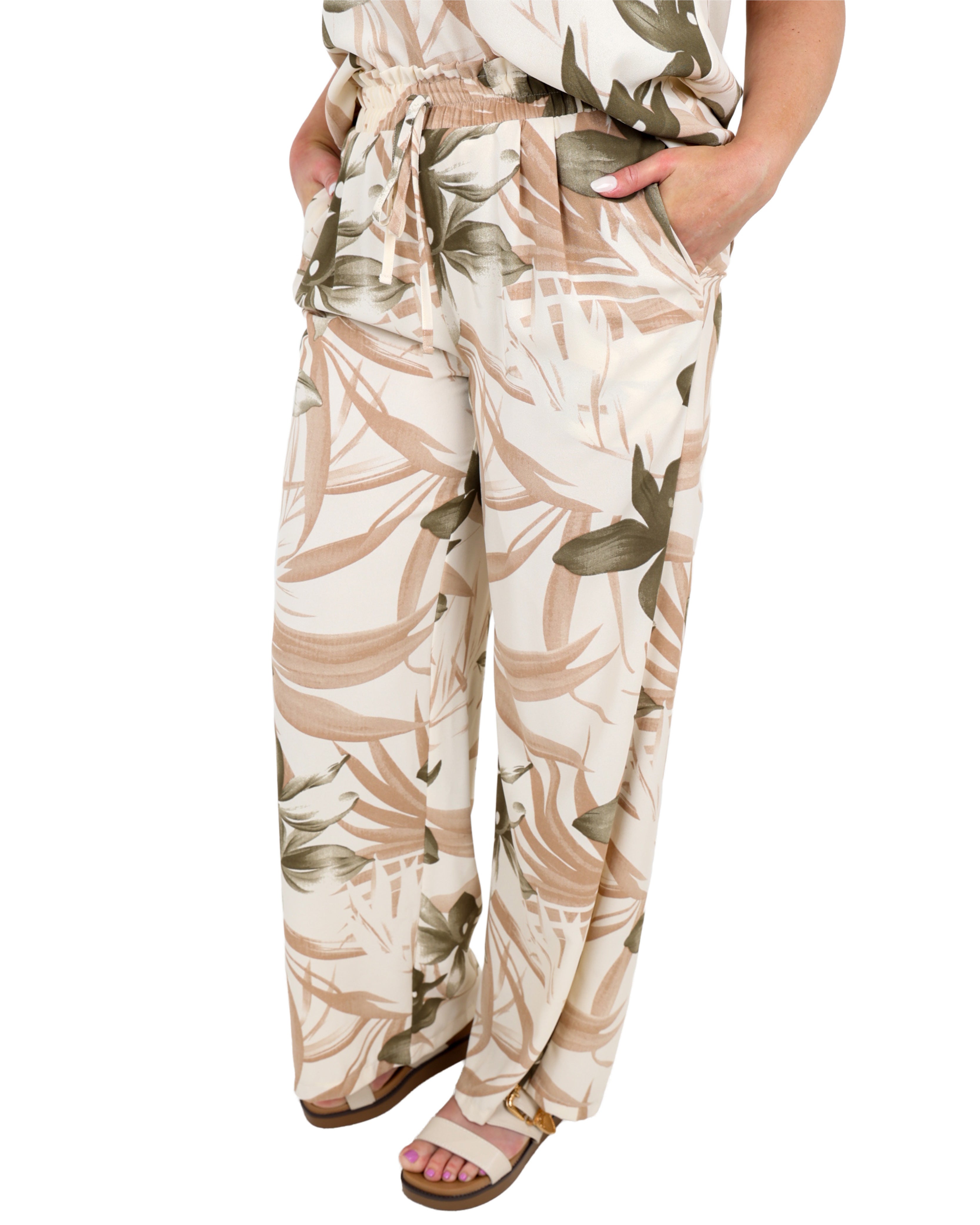 Palm Print Elasticated Pants