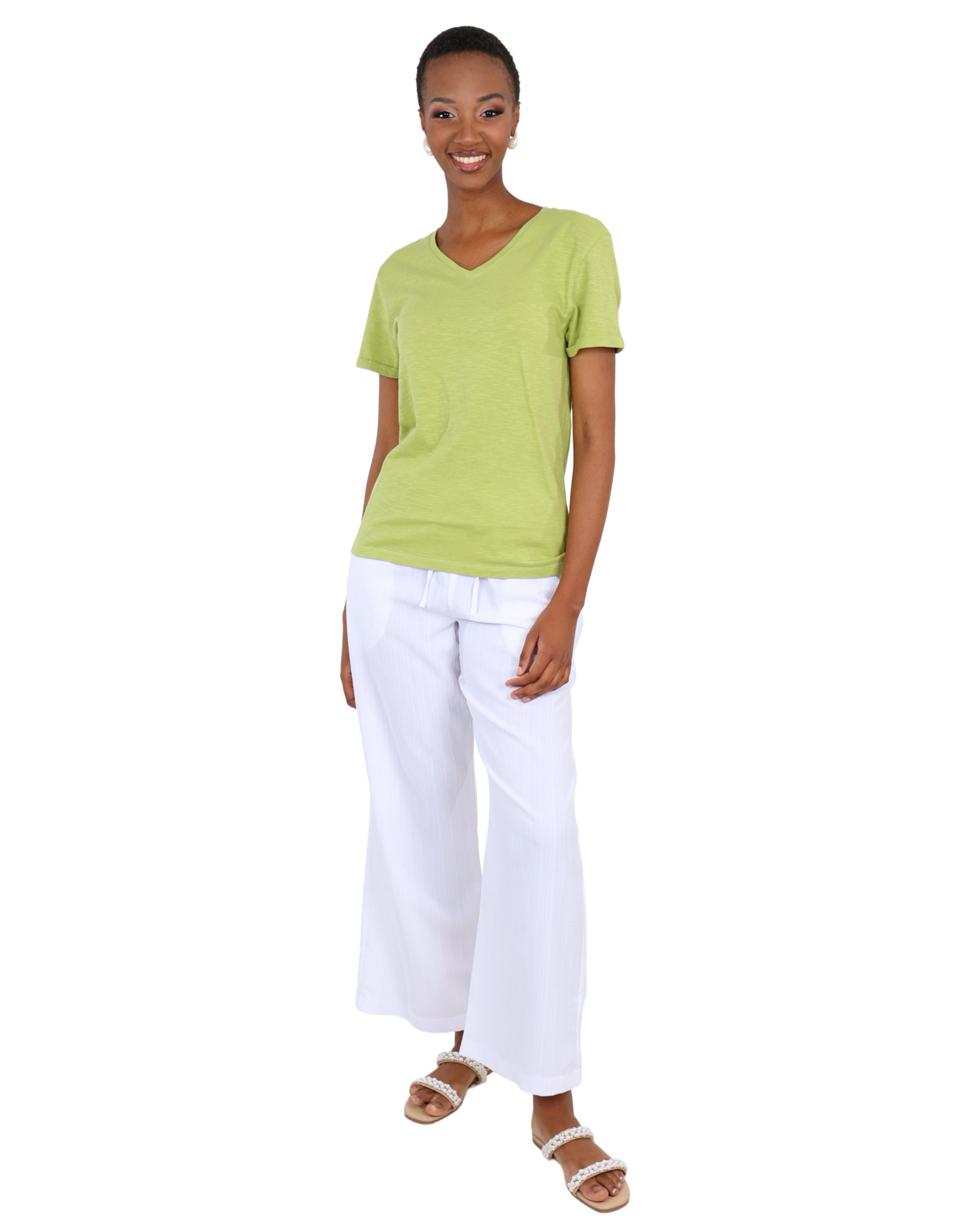 Green Turn Up Cuff Short Sleeve T-Shirt