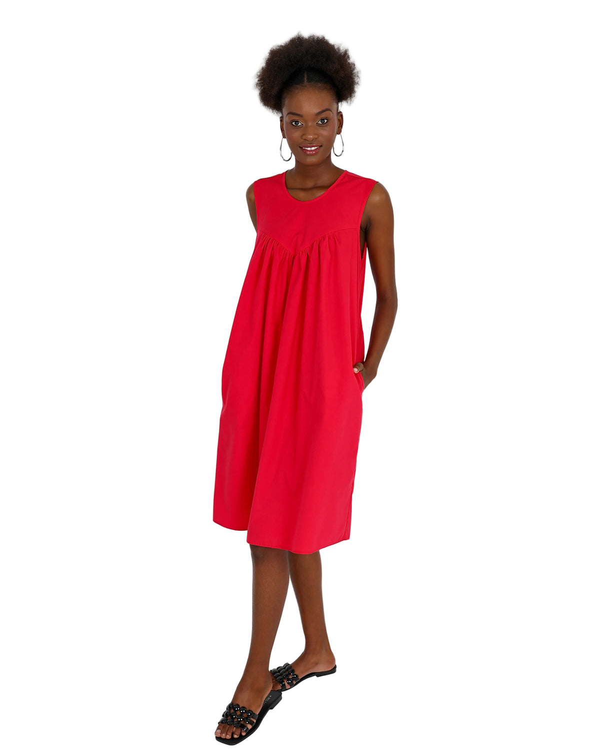 Cerise Sleeveless Knee Length Dress
